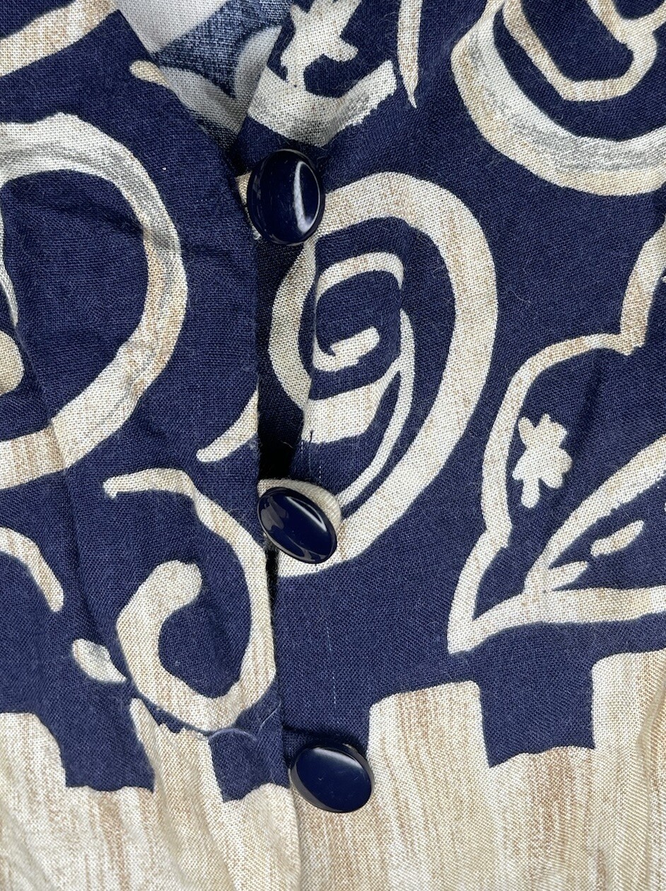 VINTAGE K.C. SPENCER BY CHELSEA ROUSSO WOMEN’S ETHNIC PRINT BLOUSE BLUE 16