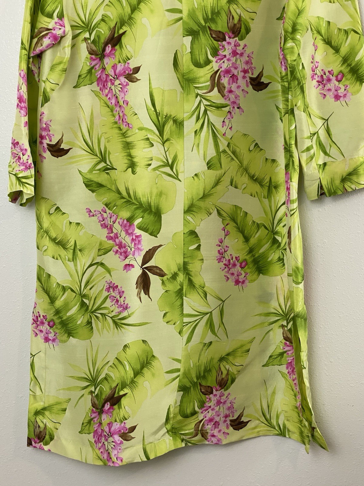 Vintage Harve Benard Womens Tropical Floral 100% Silk Shirt Dress 6 Watercolor