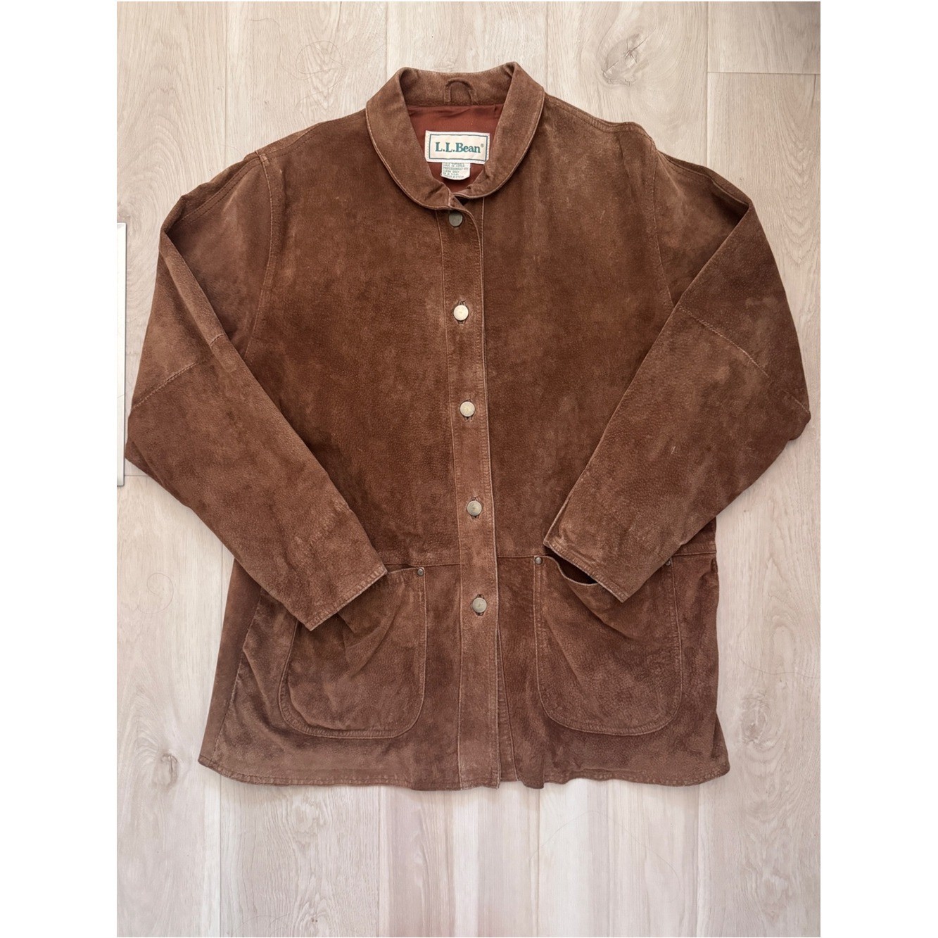 VTG L.L. Bean Genuine Suede Chore Coat Western Ranchwear Barn Jacket Size L/XL