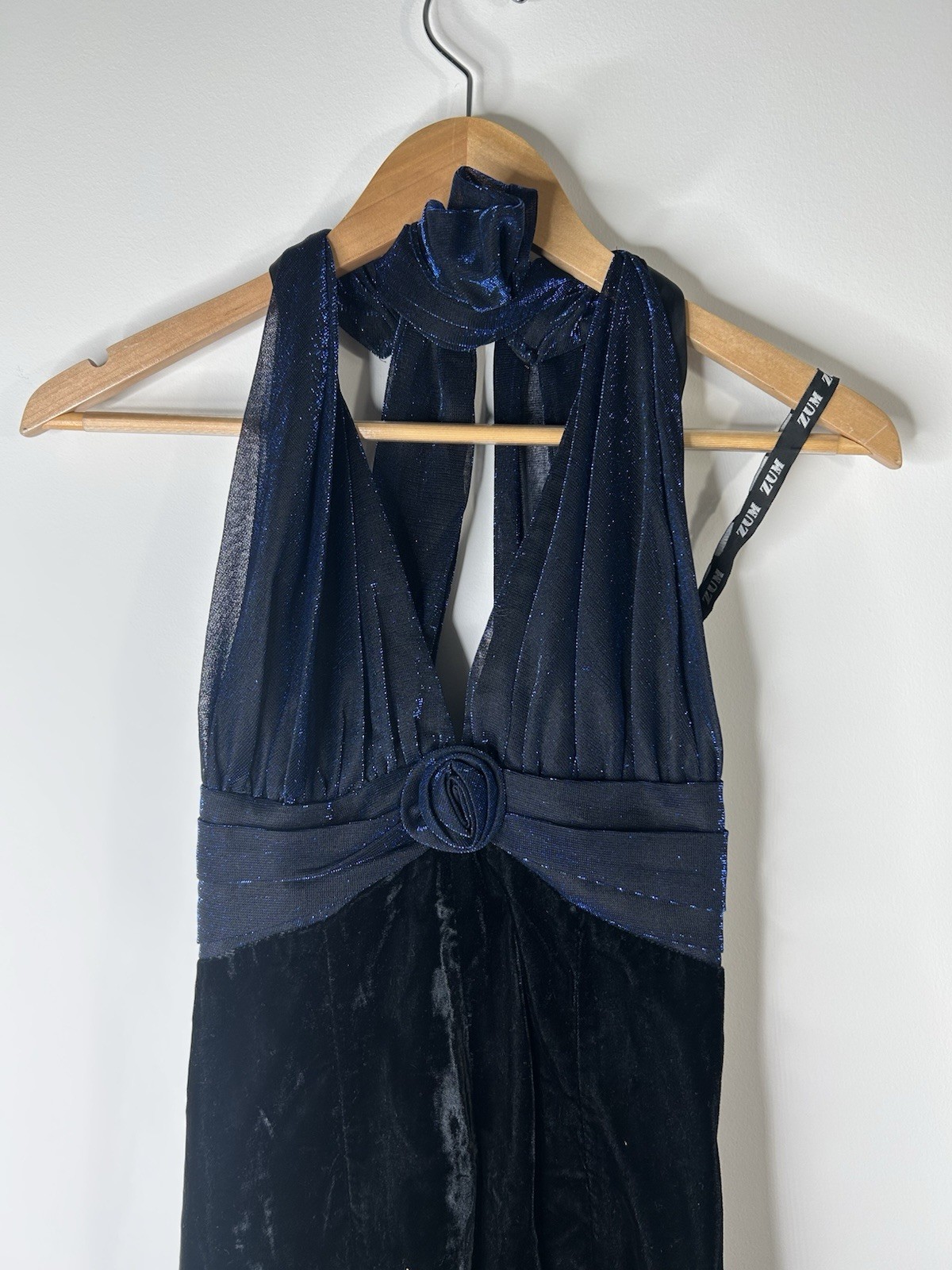 Vintage 1990’s Zum Zum Dress Women’s 5/6 Black Velvet Halter Gown Prom