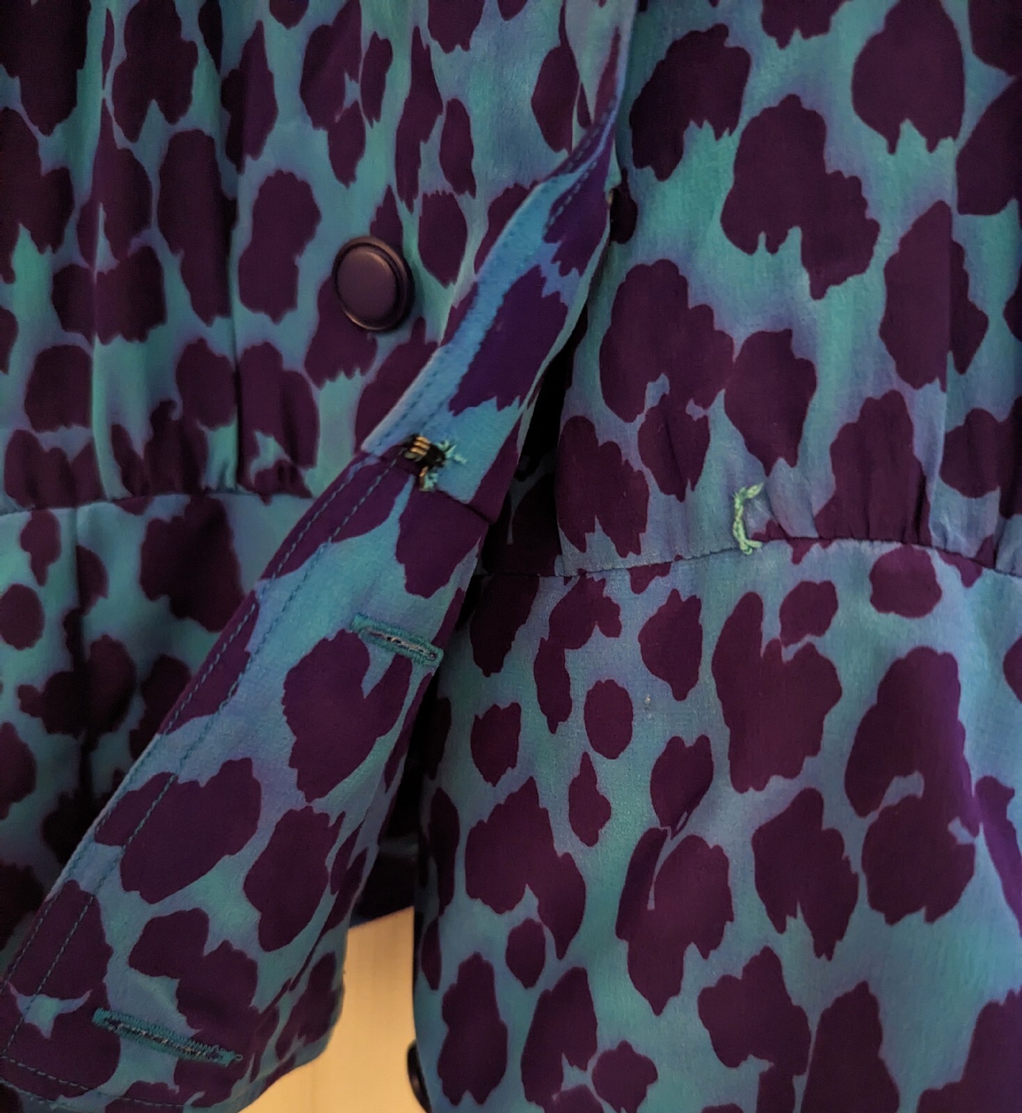 Vintage Jean Louis Scherrer Boutique JLS Animal Print Blouse Blue/Purple 42