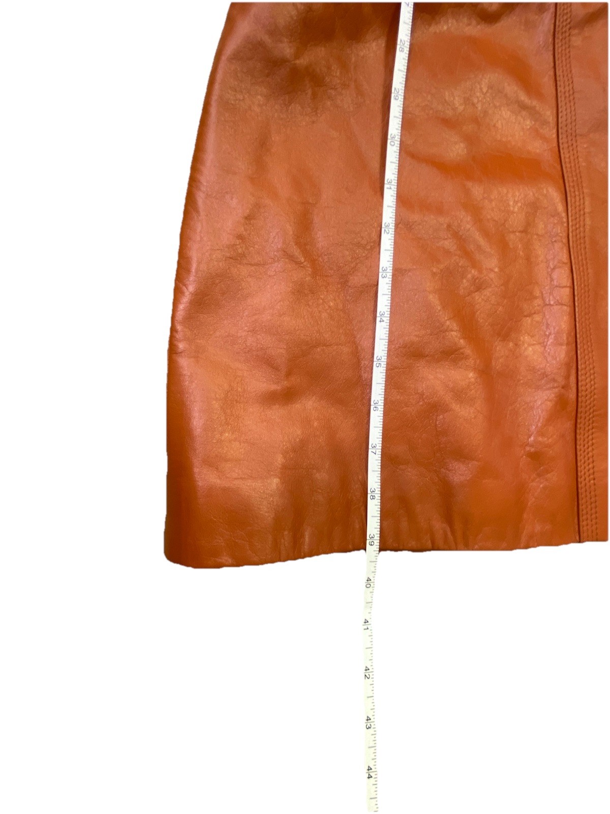 Vintage 1970s Suburban Heritage Leather Terracotta Dagger Collar Coat Bust 36