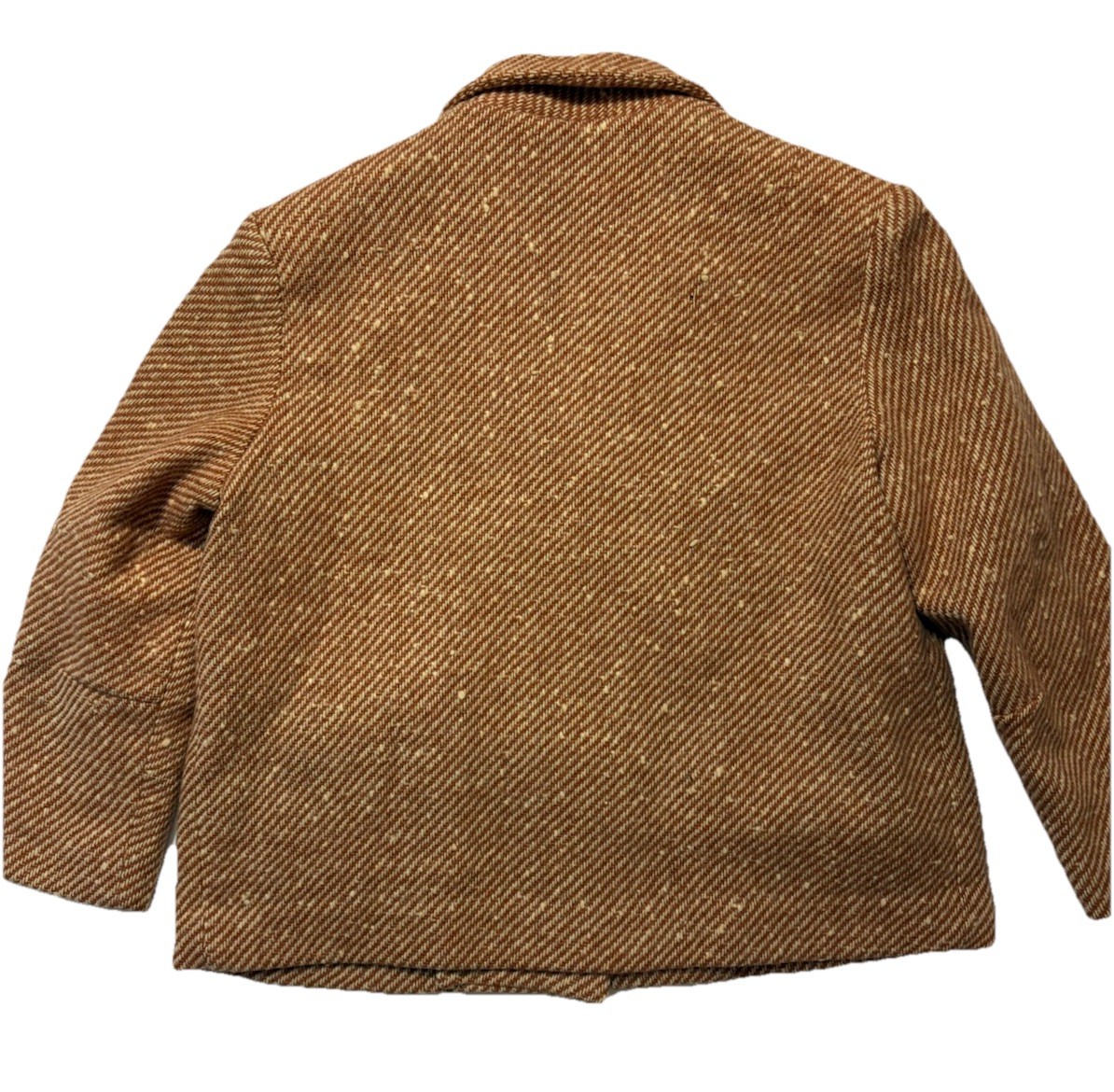 70s MISS PAT Orange/brown 3/4 Length Wool Tweed Boxy Blazer Jacket- Women’s M/L