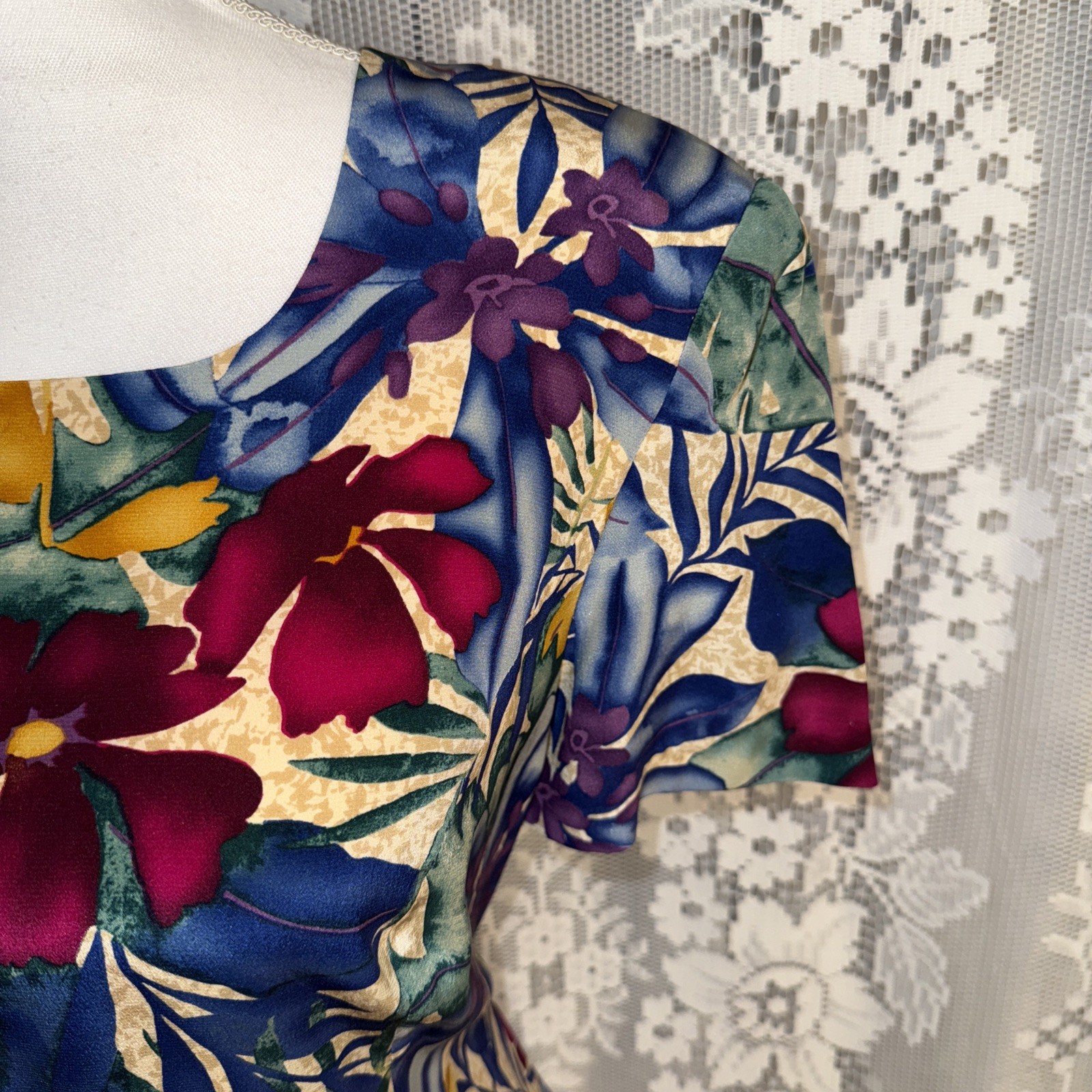 VTG Maggie London Petites Multicolor Silk Lined Floral Print Shift Dress SZ 12P