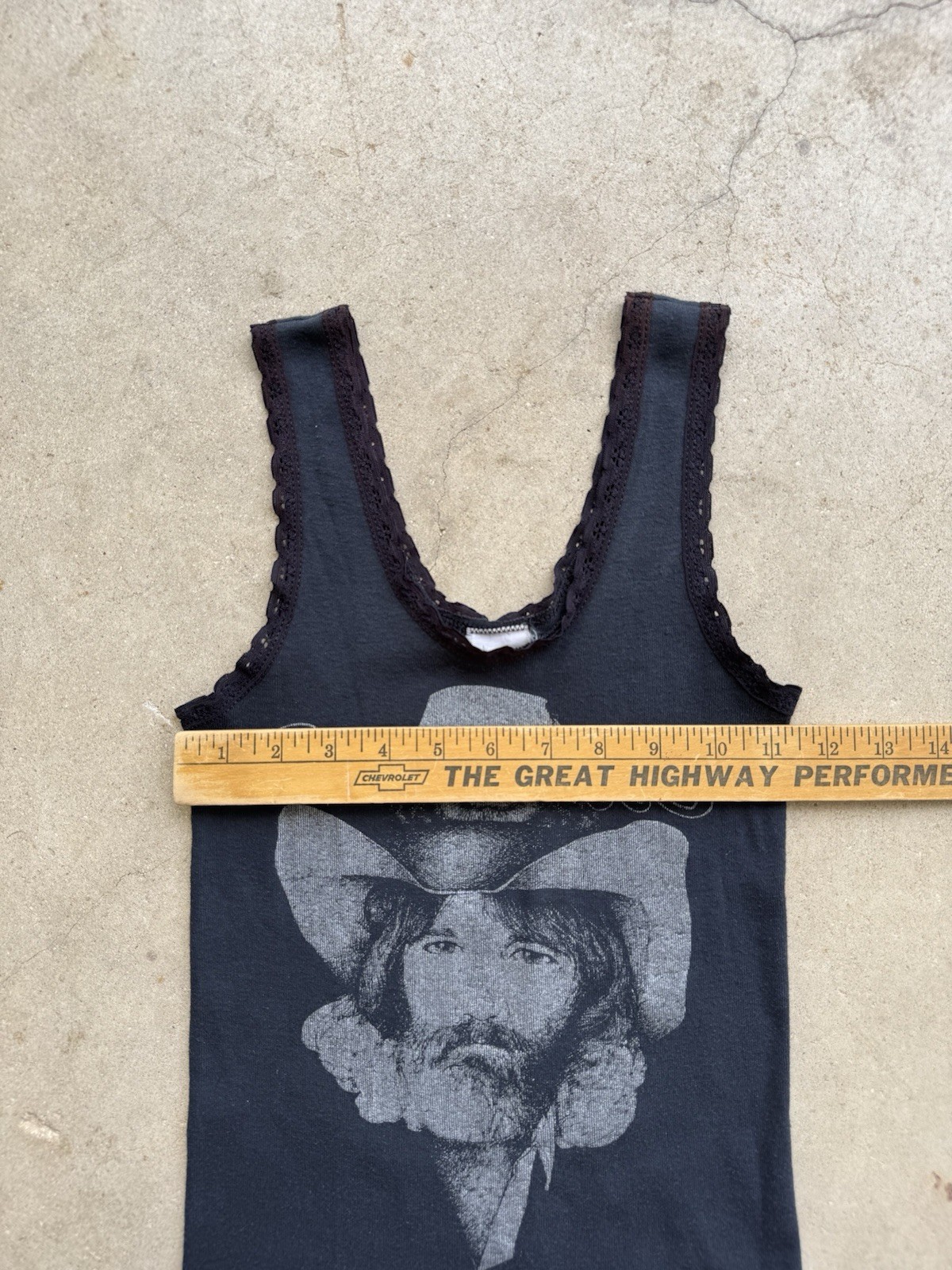 1980s Vtg Gary Morris Country Lace Baby Doll Tank Top Black Biker T Shirt Hat