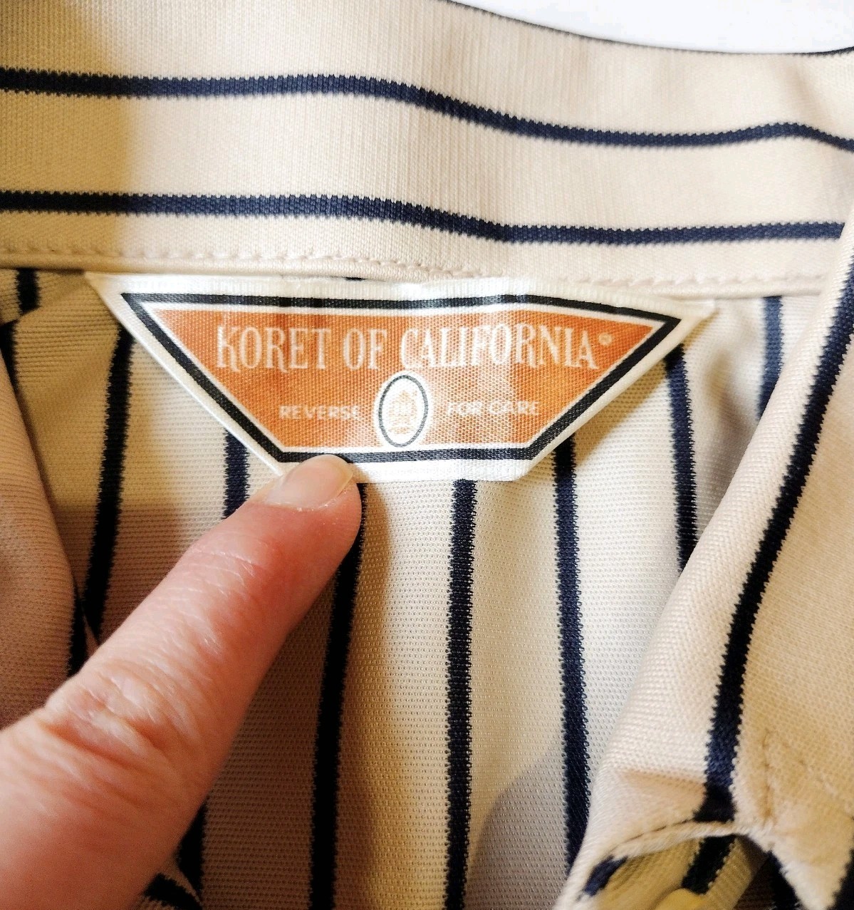 Vintage Koret Of California Women’s Button Down Cream And Black Stripes