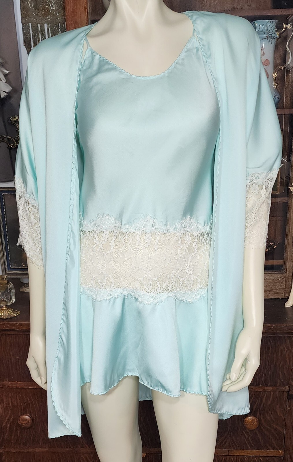 VTG RARE 1990s Saks Fifth Avenue Blanche By Ralph Montenero Nightgown & Robe S