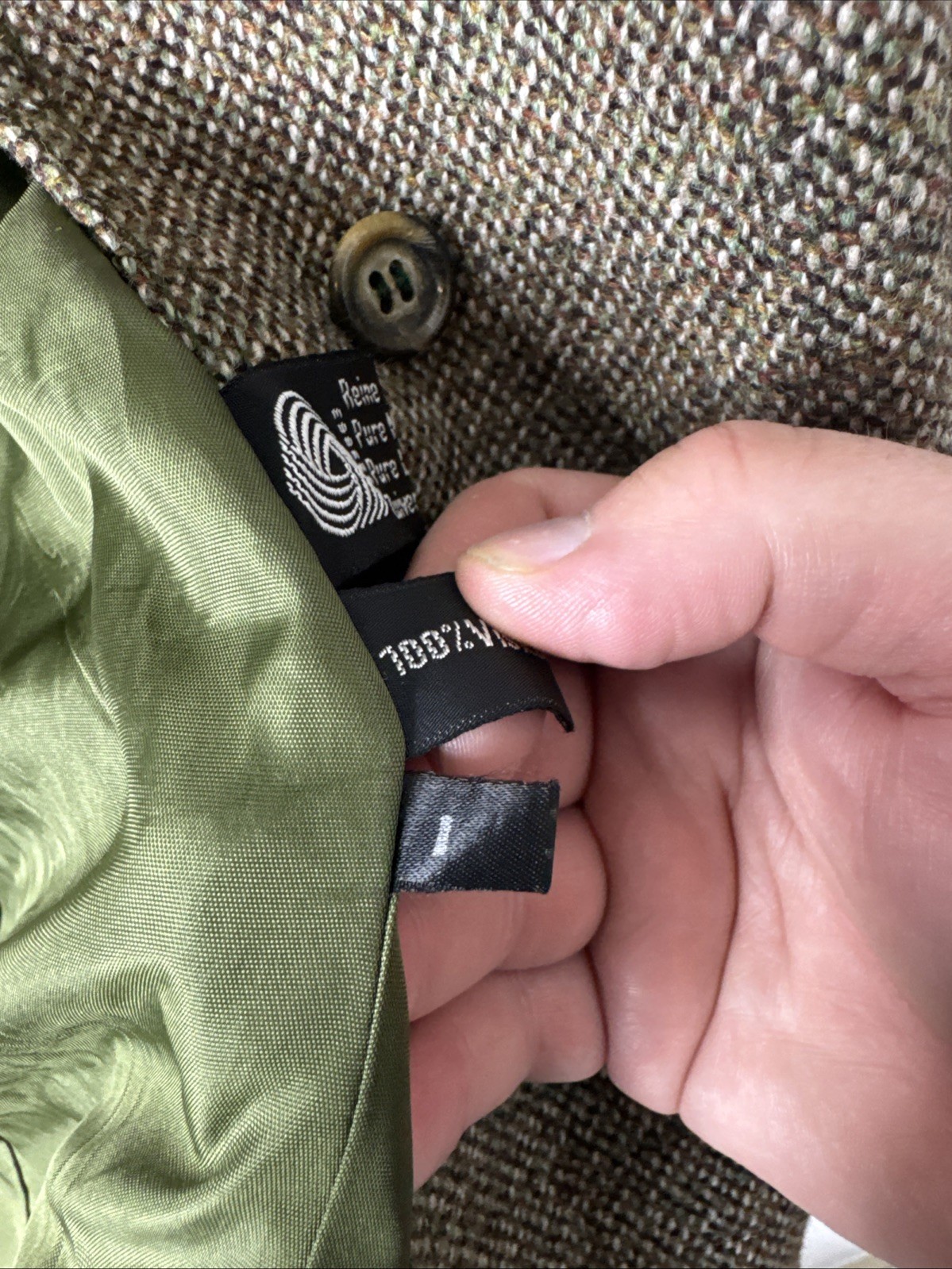 Vintage Lindner Women M Tweed Wool Jacket Green Suede Trim Equestrian 70s German