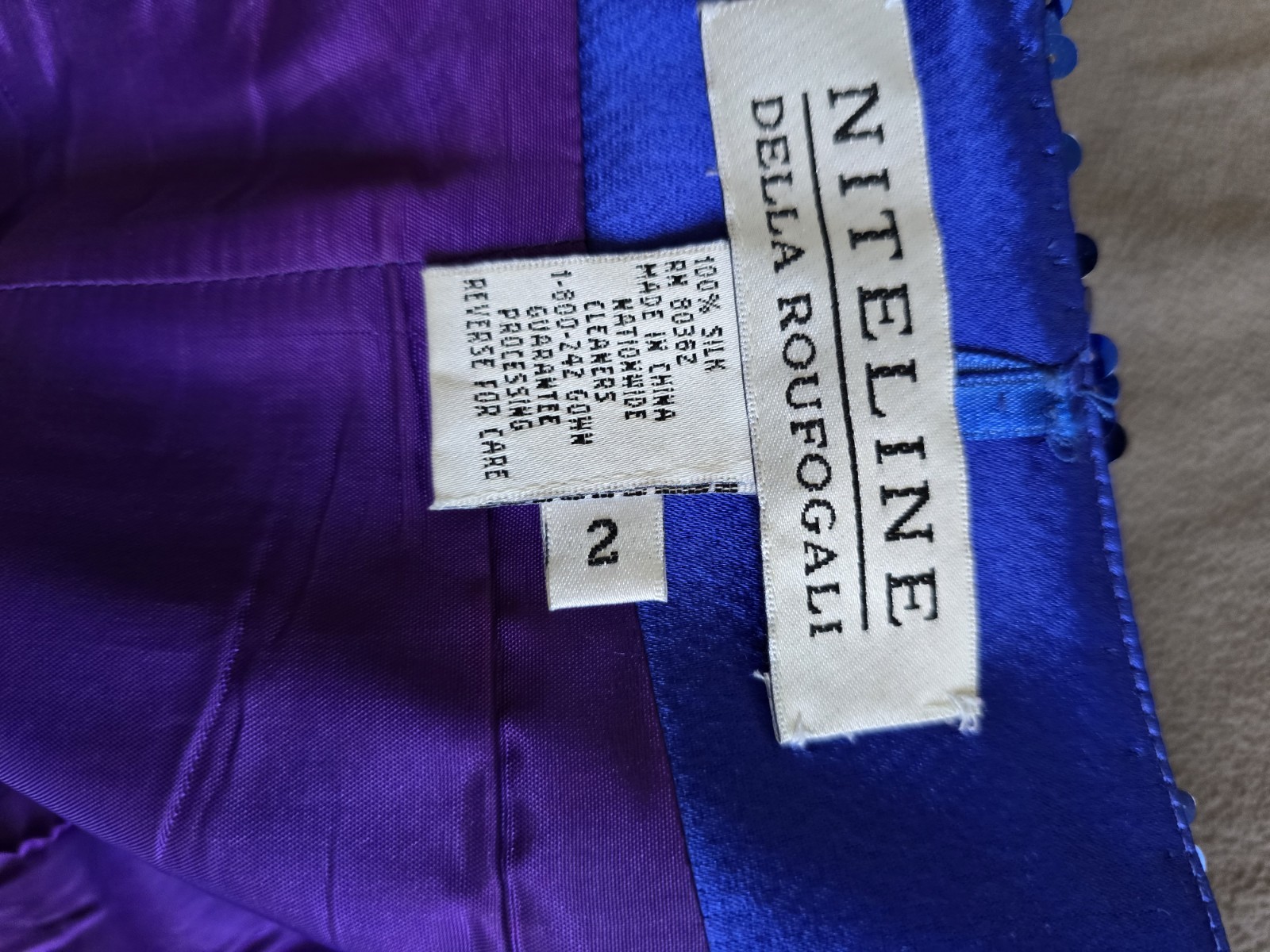 Vintage NITELINE Della Roufogali Royal Blue Sequin Halter Suit Jacket Dress Sz.2