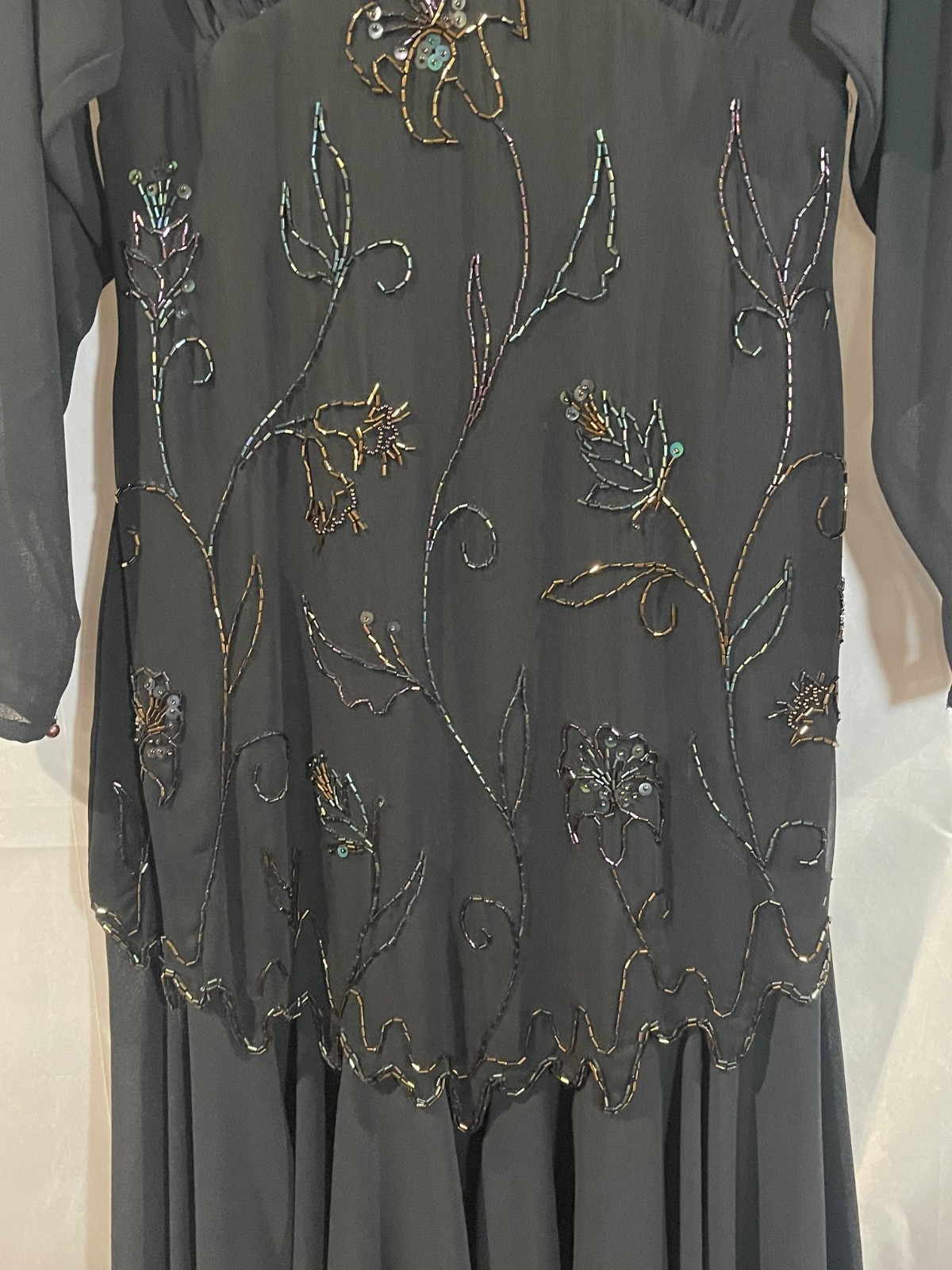 Vintage Casadei Black Multi Color Beaded Cocktail Dress