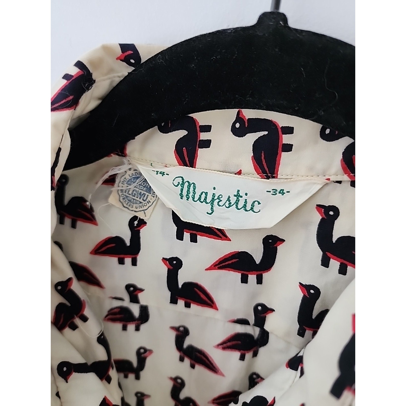 1960s Majestic Button Up Blouse Long Sleeve Birds Ducks Vintage Novelty Print 10