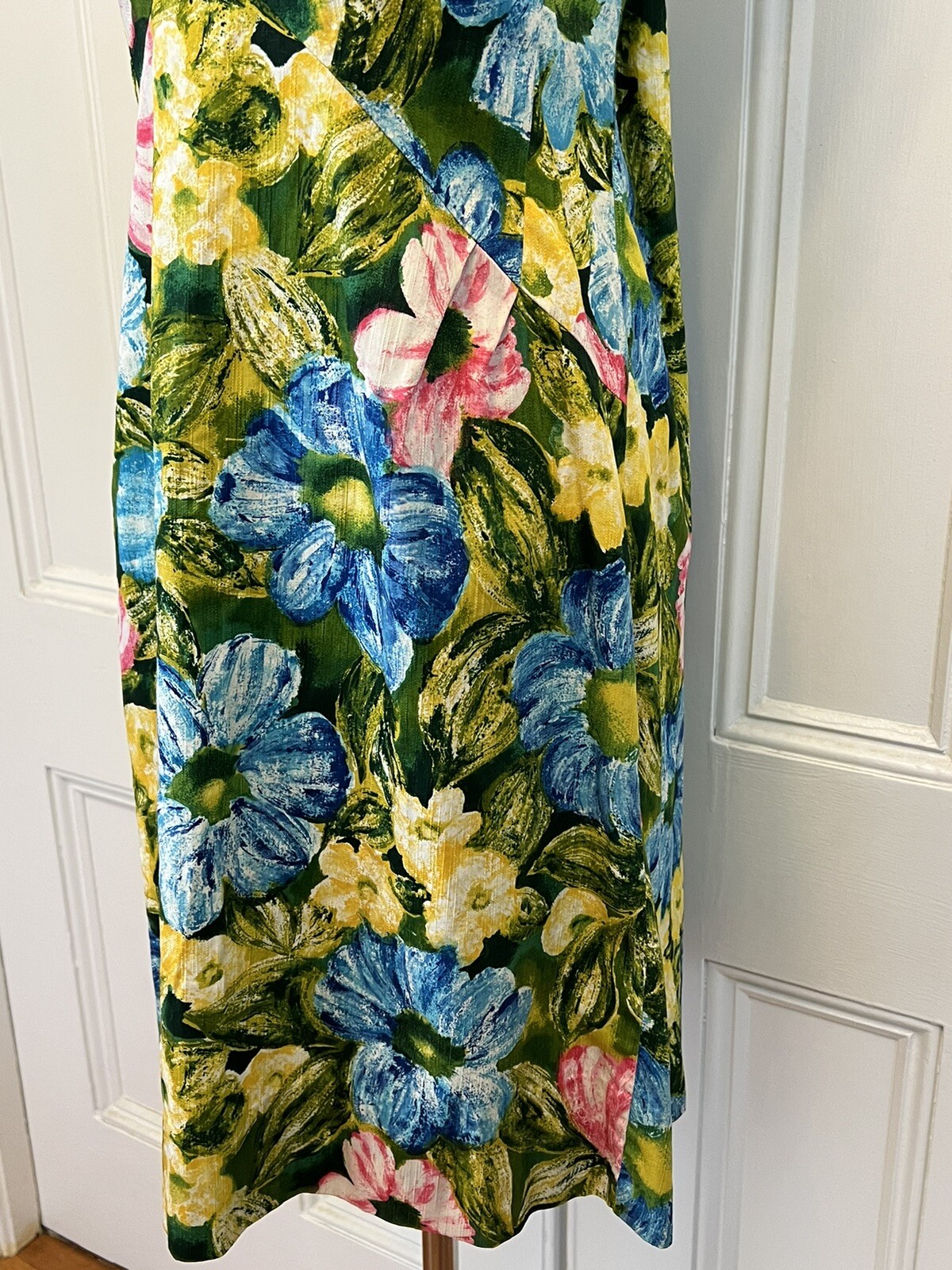 1950s Hawaiian Floral Print Short Dress Kiyomi Hawaii 1960s Caped Cotton