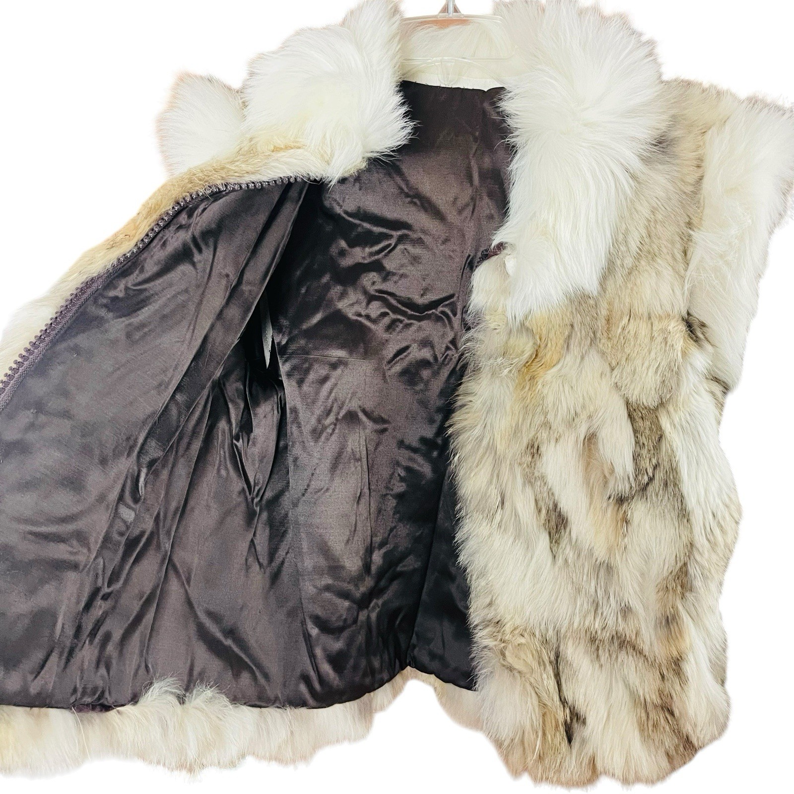 Vintage Chic Genuine Fox Fur Jacket Vest Knit Sleeves Women’s Size Small