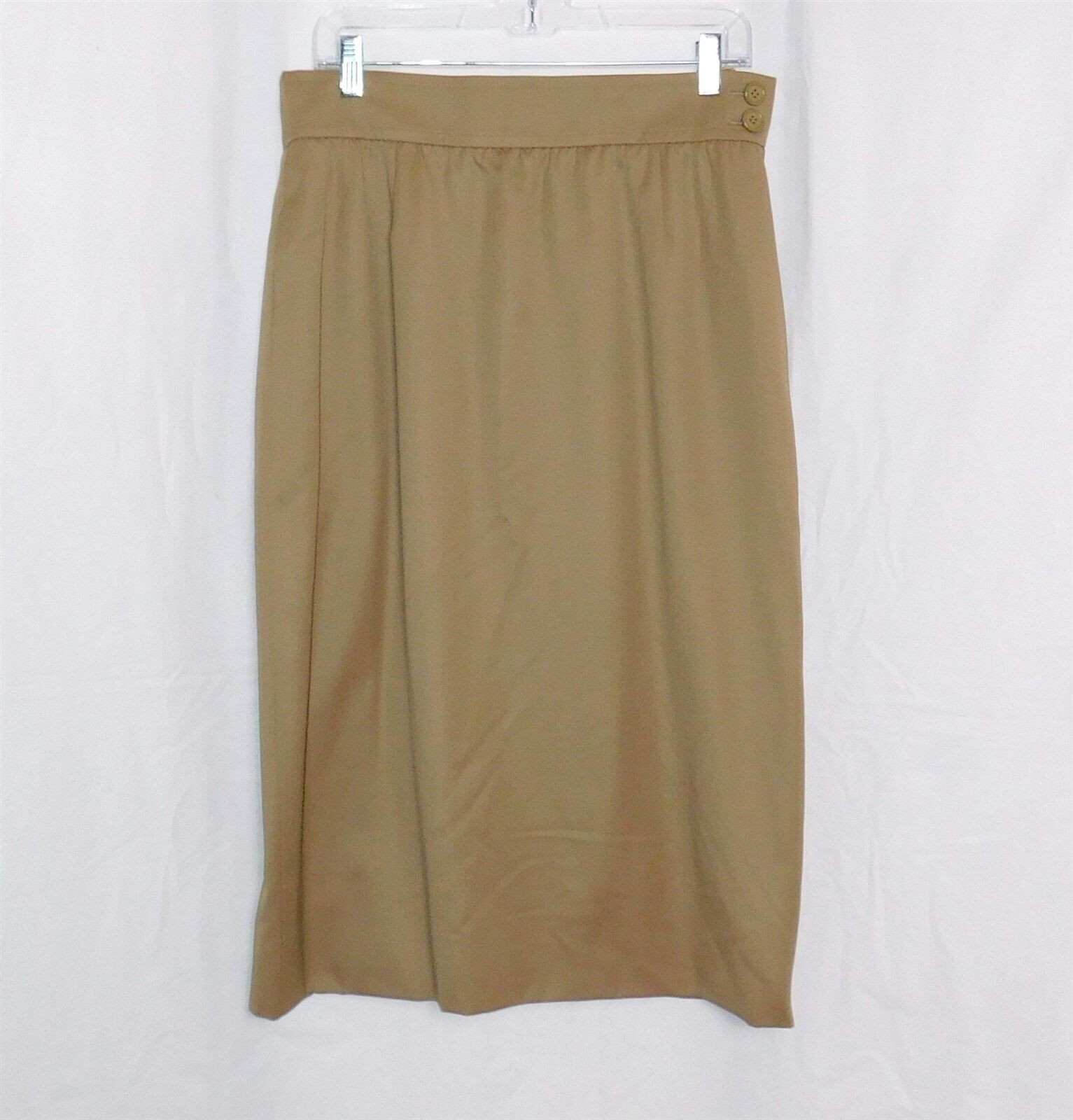 Vintage YVES SAINT LAURENT Women’s Camel Tan Shade Laine Wool Skirt Size 46