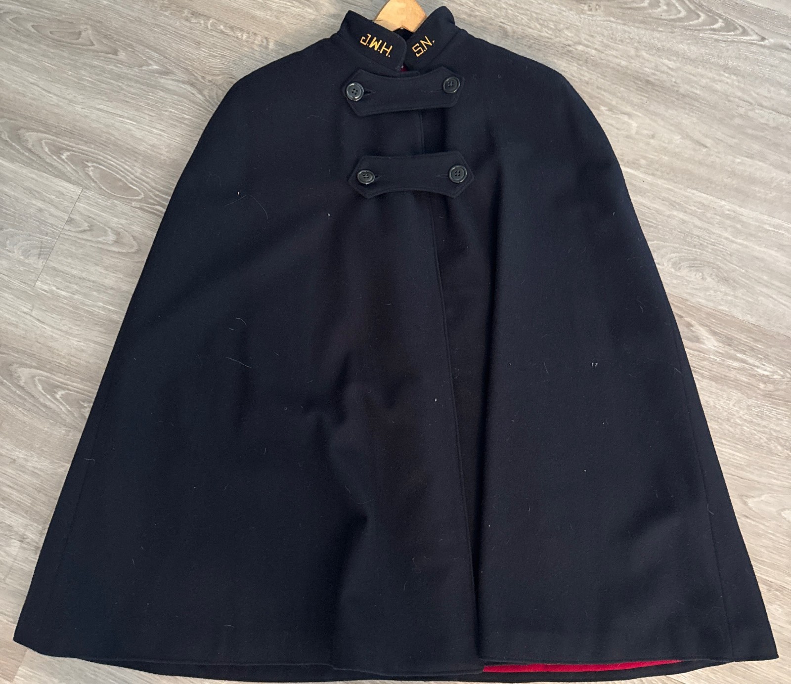 Vintage 40s 50s Nurses Wool Uniform Cape Black Red Johnston-Willis Hospital
