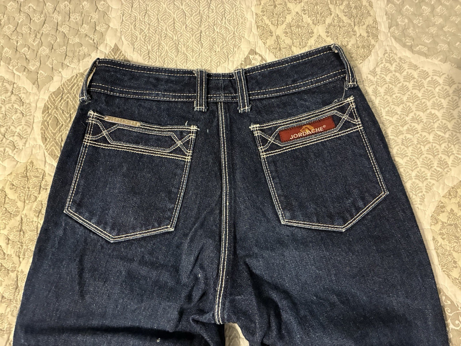Vintage Jordache Dark Wash Jeans W/Horse Head Logo White Stitch Women’s Size 27