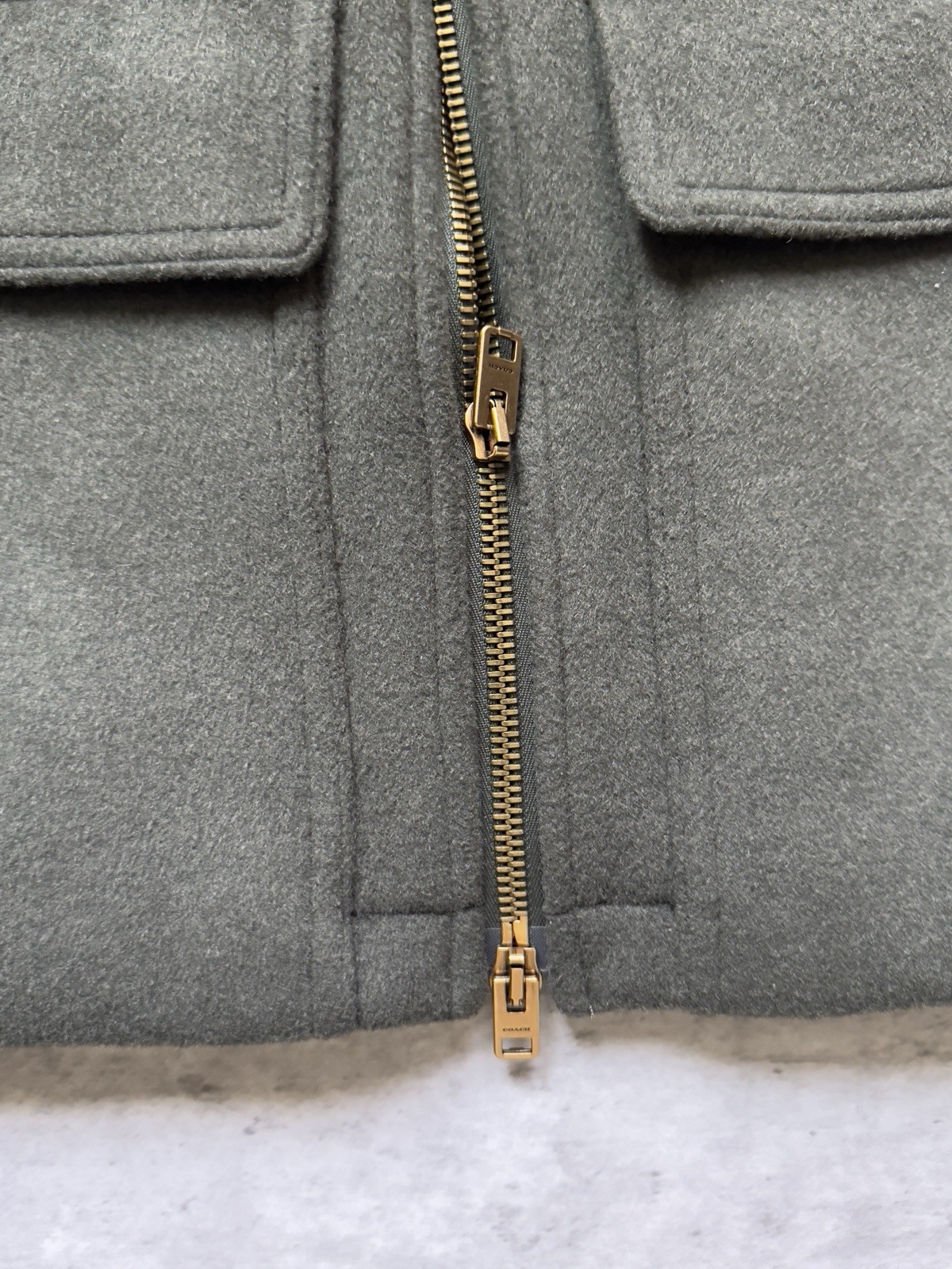Coach Green Wool Coat Size XS Excellent Condition Pre-Owned Limited Edition Rare