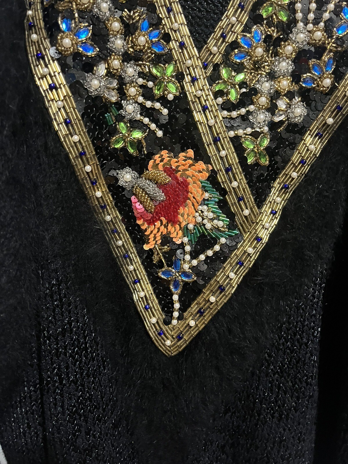 Vintage Side Effects Sequin And Beaded Angora Sweater