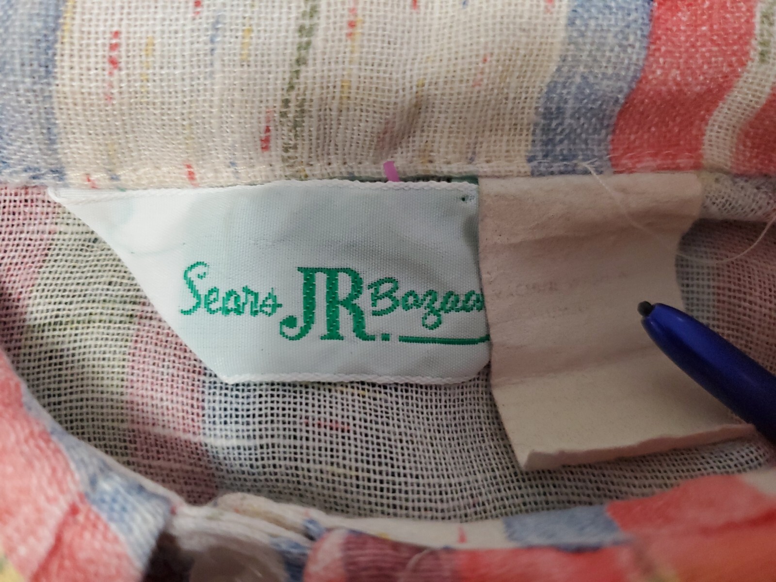 Vintage 70s Sears JR Bazaar Button-Up Cuff Sleeve Check Blouse/Top See Measures