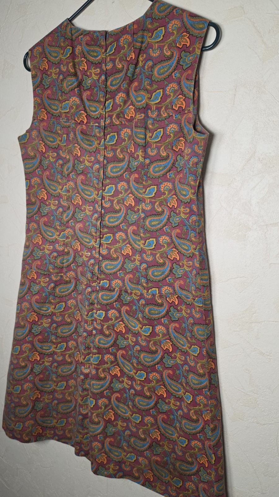 Vtg 60s 70s Paisley Sleeveless Shift Dress Boho Retro Groovy Mod Size Small