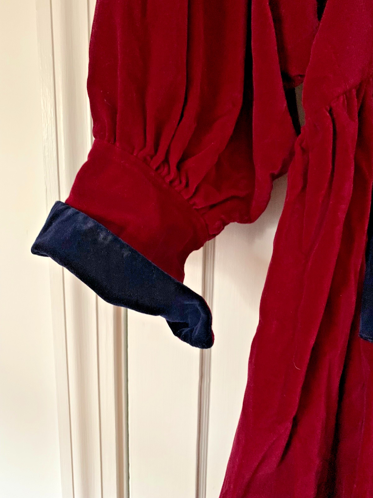 Droopy & Browns Dress Vintage UK Size 14 Burgundy & Navy Velvet Angela Holmes