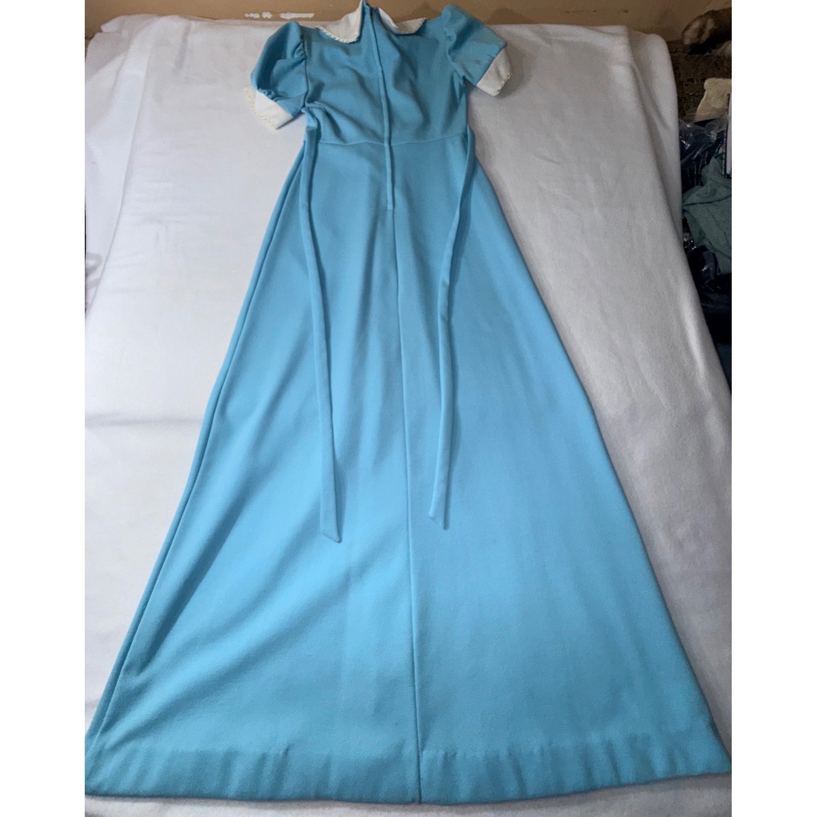 JCPenney Fashions Maxi Dress Woman’s Size 9 Blue Vintage Lace Collar