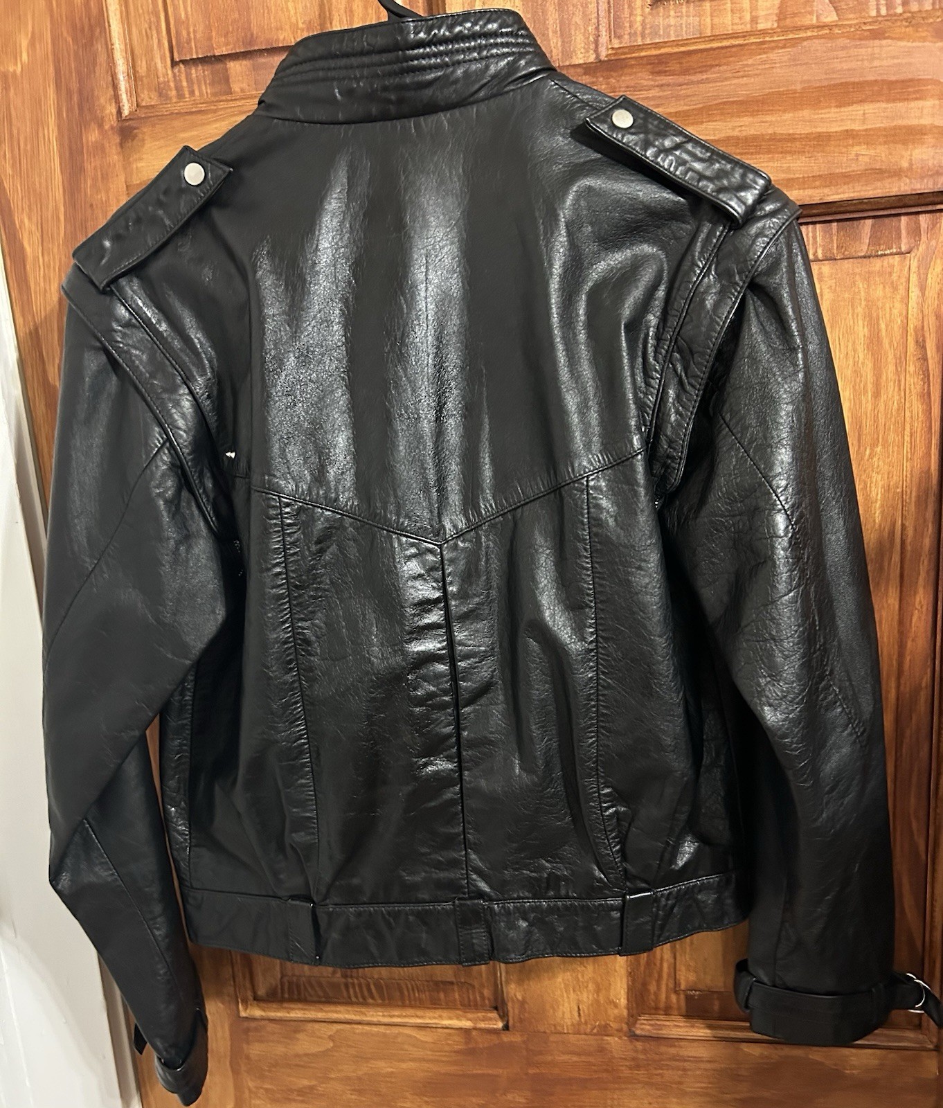 Vintage 80s Black Leather Jacket Small Detachable Sleeves Studs Punk Grunge Moto