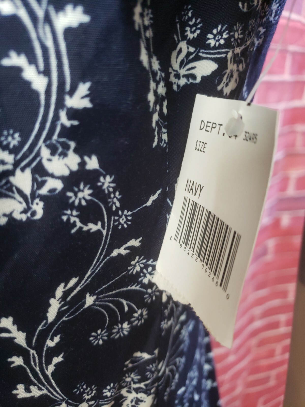 Vtg 90s Caroline Wells Dress Navy White Size 14 Cottagecore 100% Rayon NEW #W2