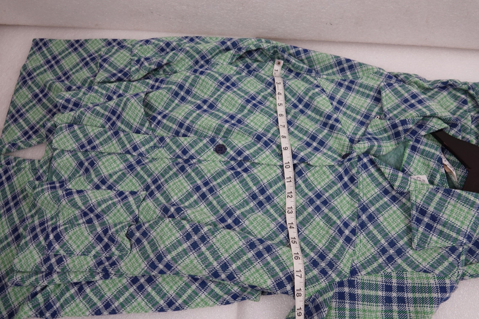 WOMANS VINTAGE 3 PIECE COS COB GREEN & BLUE PLAID ACRYLIC USA SIZE 11/12