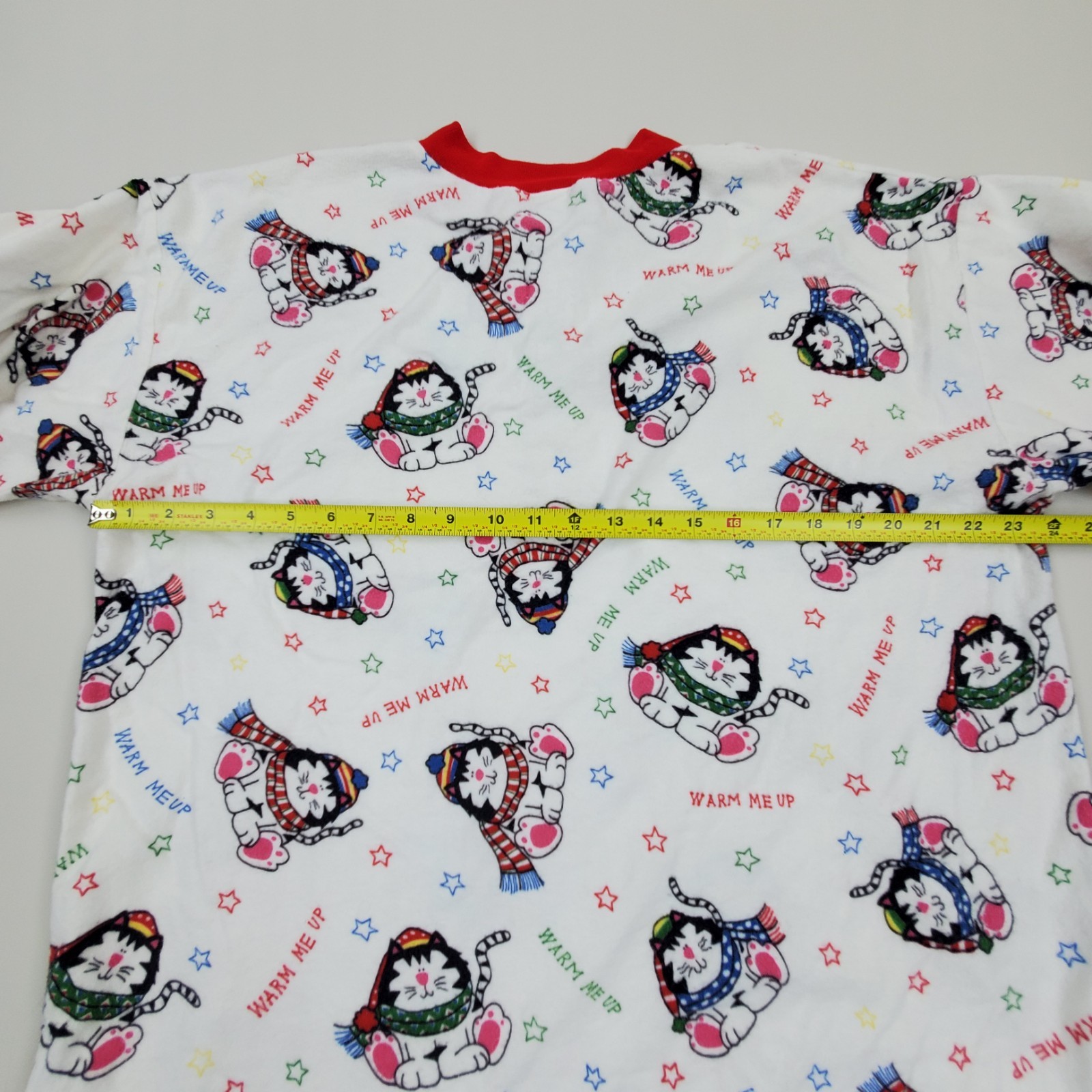 Vtg 80s Jennifer Dale Red Kitty Cats Cotton Pajama Top Sz XL ILGWU Made In USA