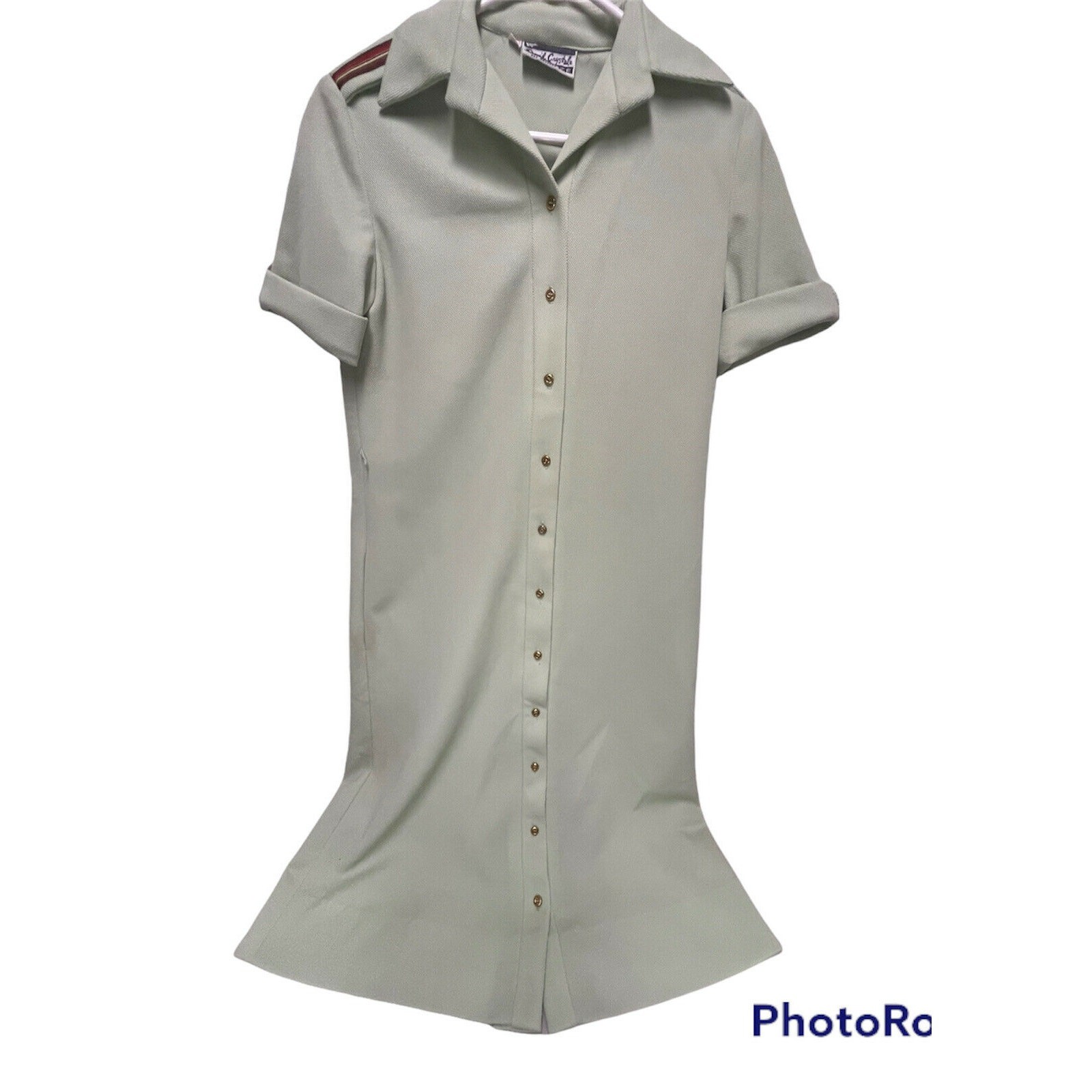 VTG Preppy David Crystal Lacoste Shirt Dress Sz M Midi Pockets Collared green