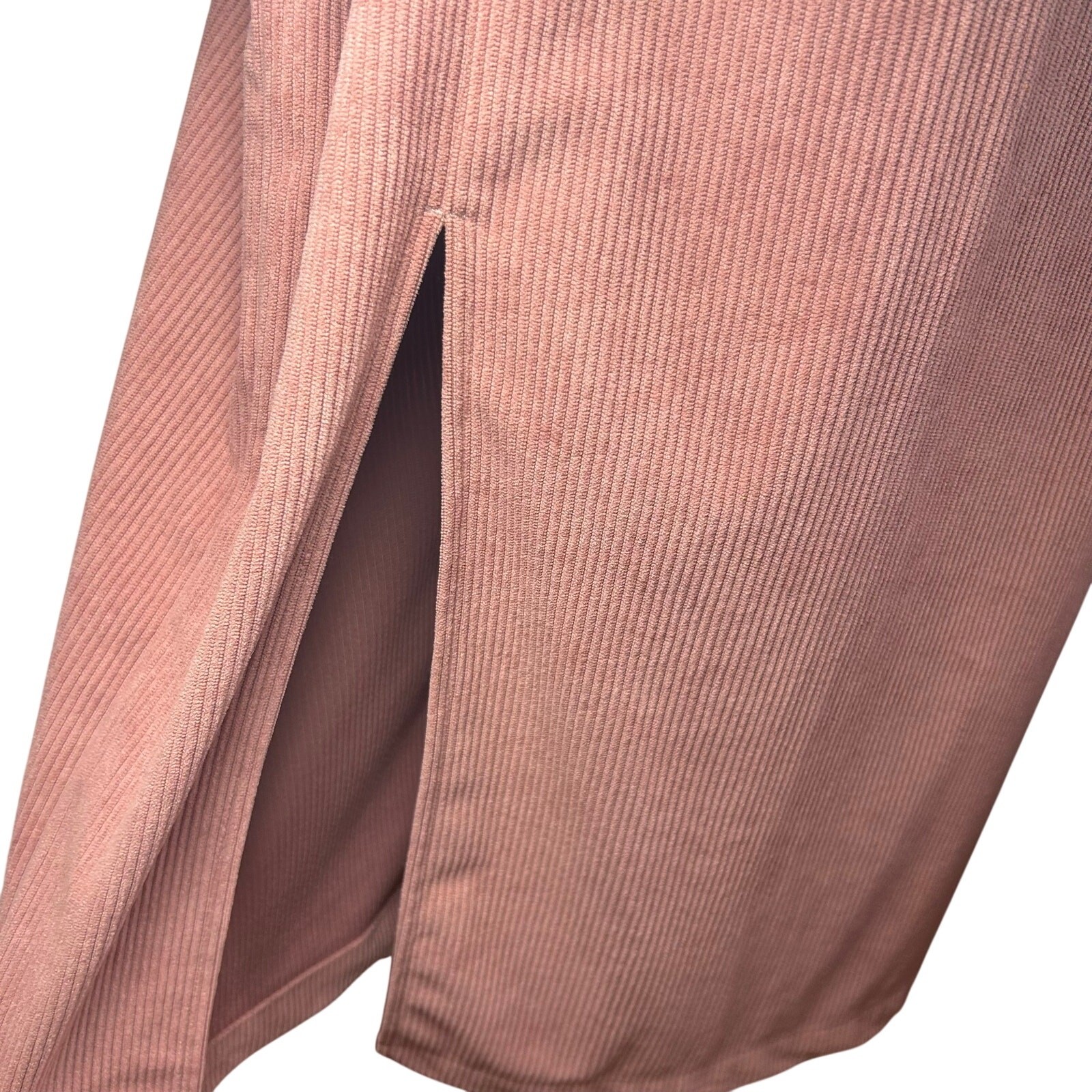 VTG 90s Mauve Thick Corduroy Midi Skirt M Grunge Minimalist Casual Cottage Boho