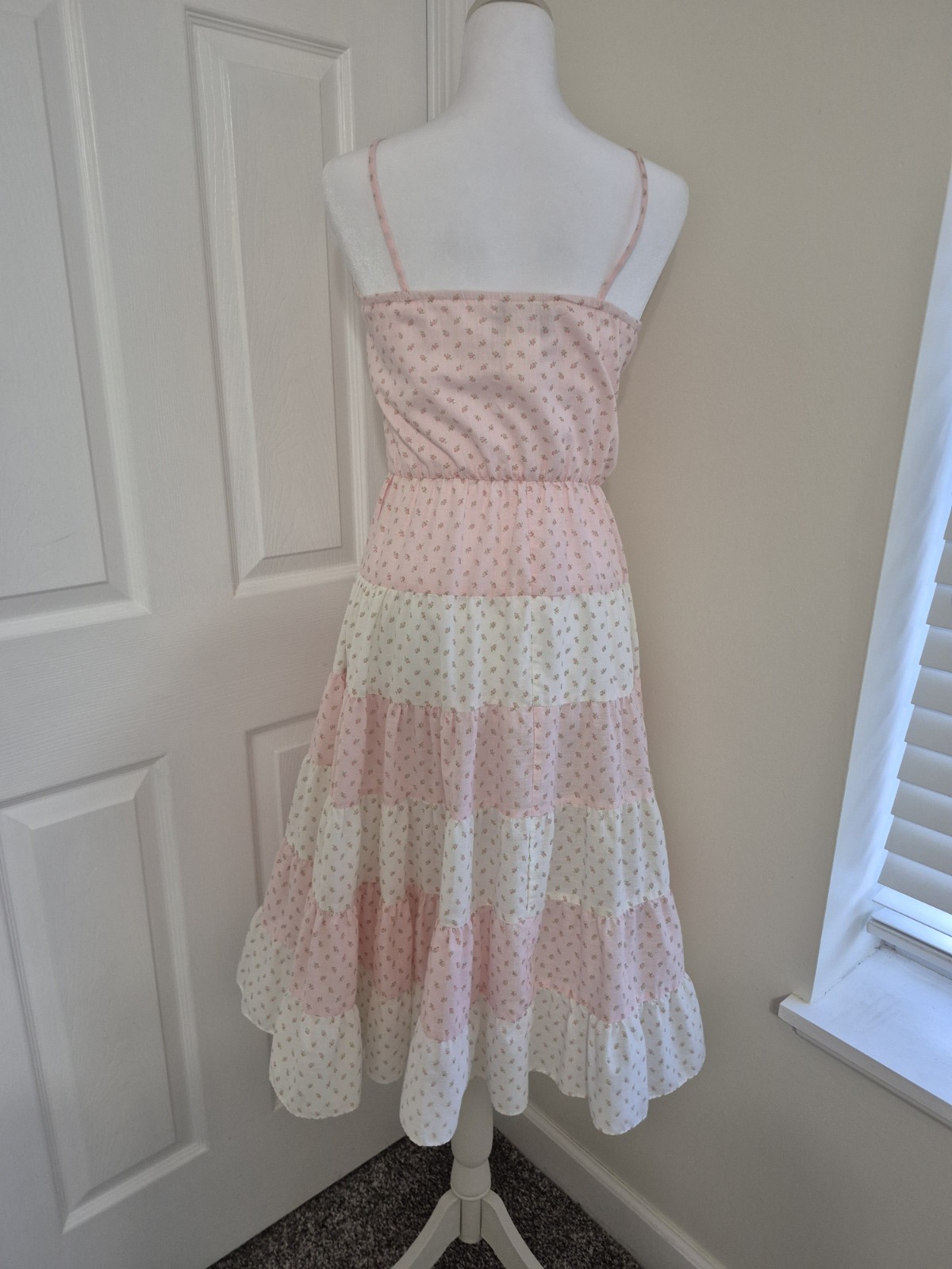 Vintage 70s Entourage Pink Floral Dress Cottagecore Prairie Sundress – S/XS