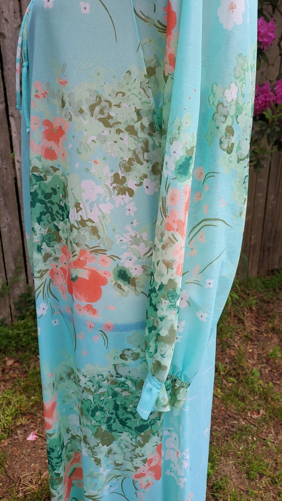 Vintage The Fashion Place Sears Floral Zip Front Nylon Nightgown Robe Size S