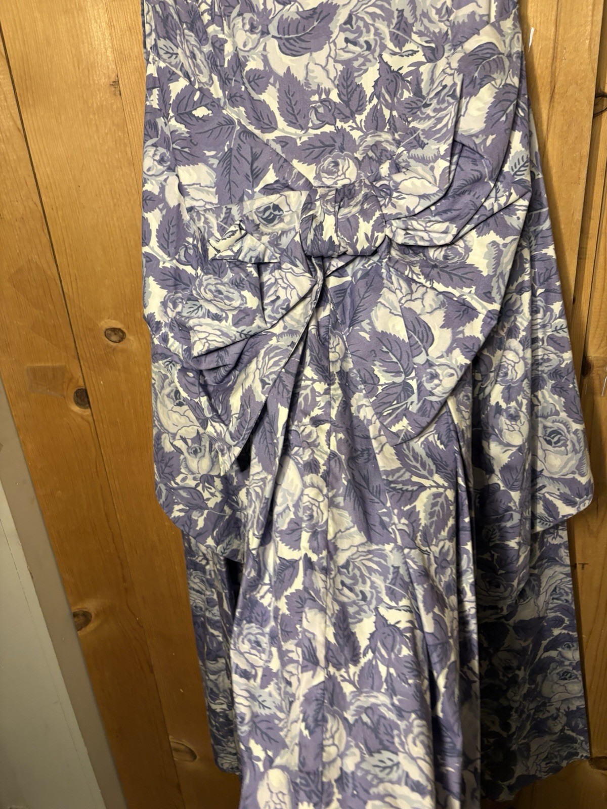 VTG Laura Ashley Dress Strapless Floral Purple XS/S Draped Bow 34/32 (tiny Flaw