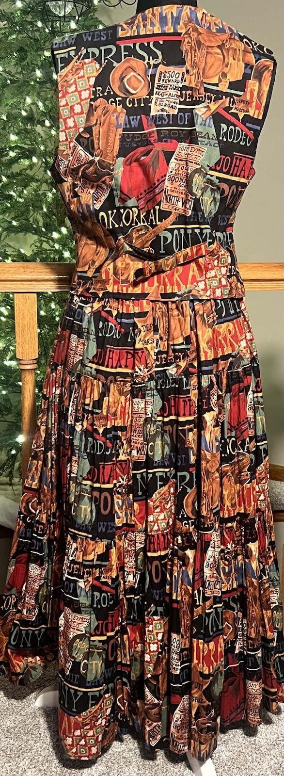 RARE Vtg Out to Pasture Cowgirl Outfit Western Rodeo Prairie Skirt Vest Set MED