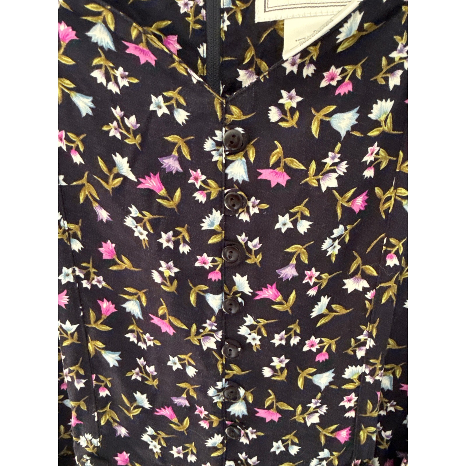VTG Erika Studio Floral Romantic Midi Dress Sm Sweetheart Neckline Cottagecore