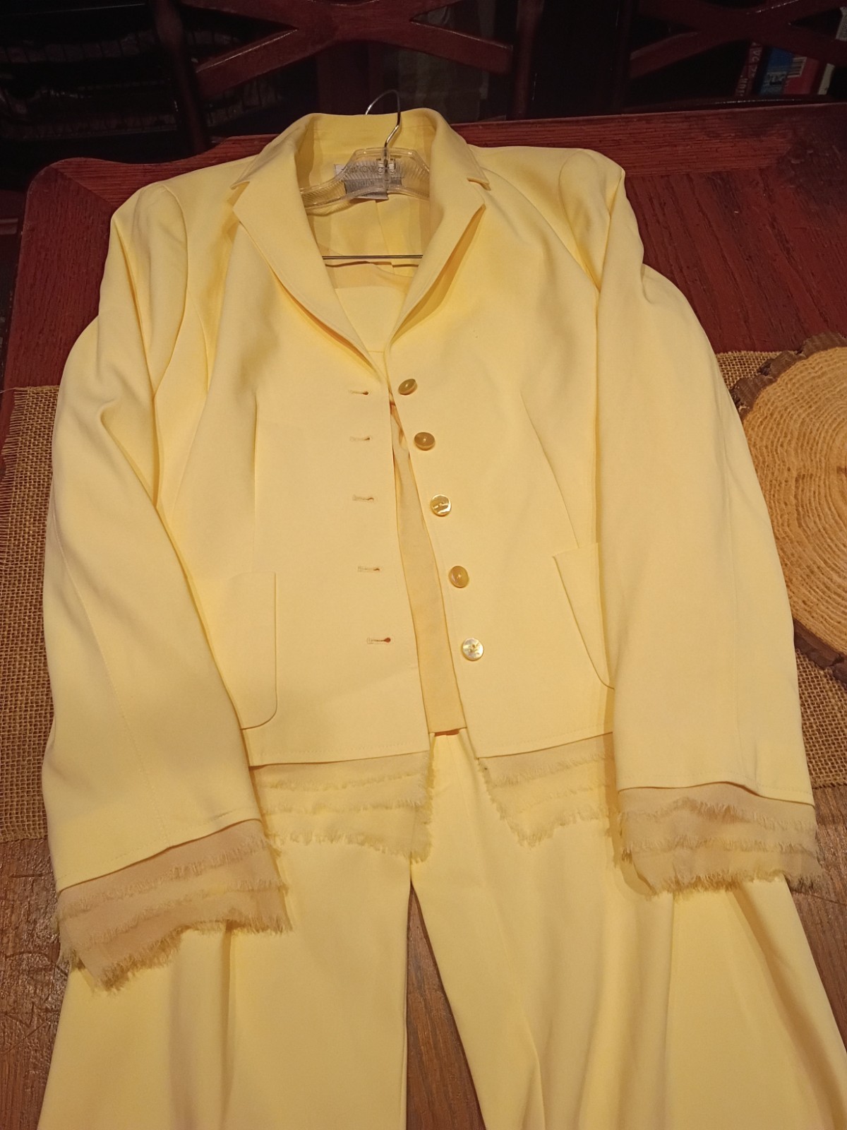vintage worth yellow 3 pc pant suit outfit