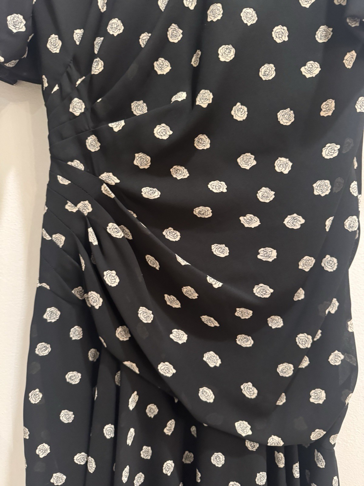 VTG 1980s Liz Roberts Secretary Dress Black+ White Floral Pattern Normcore