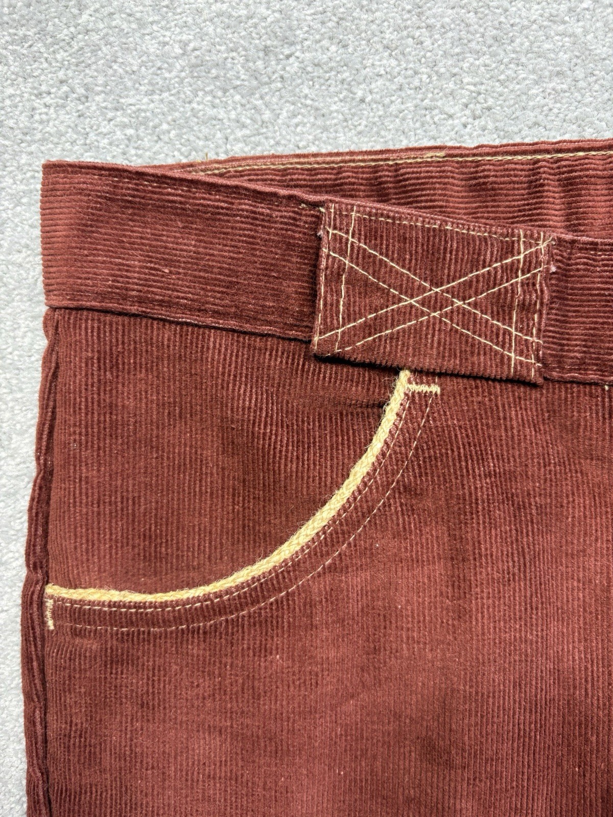 1960s Flare Corduroy Bell Bottoms Rust Red Vintage Talon Zipper Size 38×29