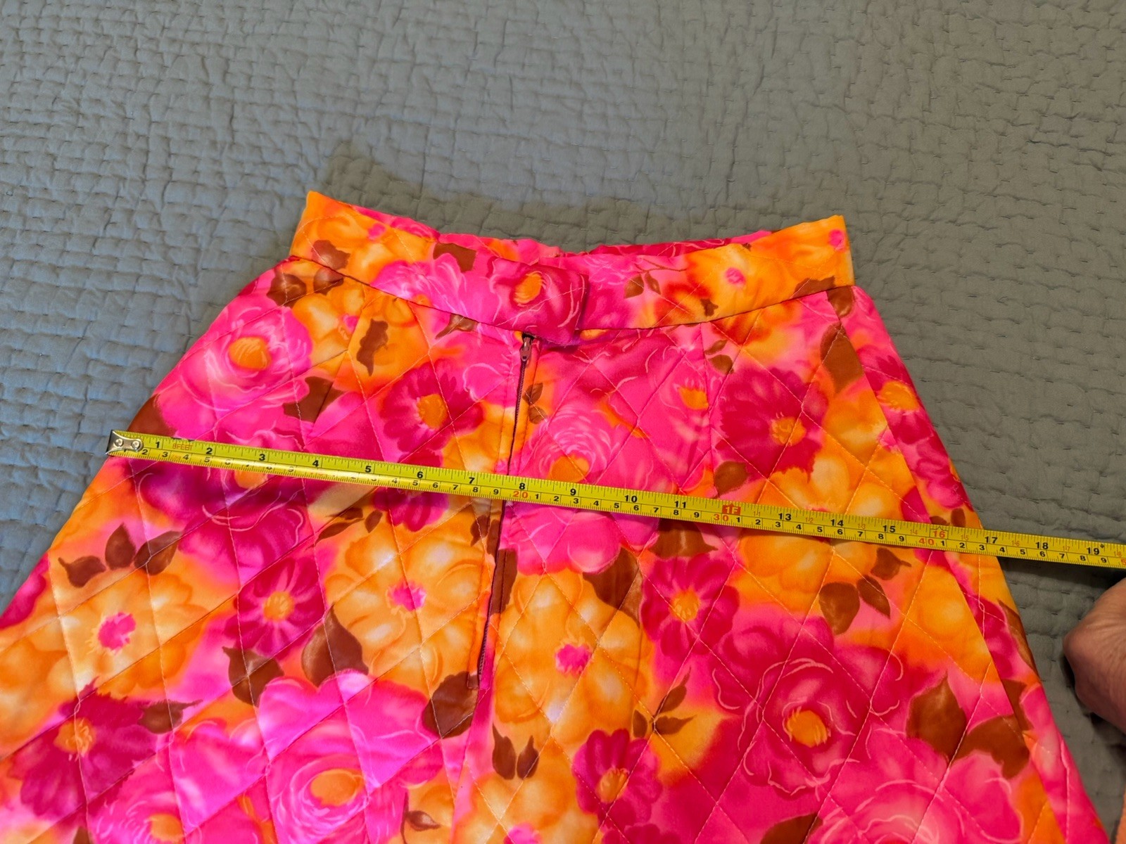 Vintage Custom Pink Yellow Quilted Floral Maxi Skirt-XS/S