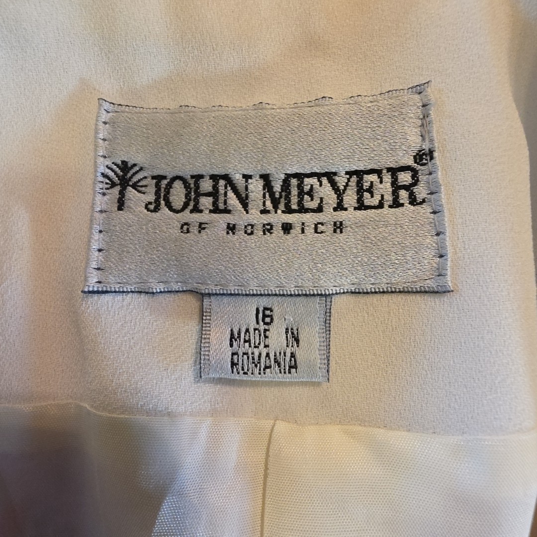 Vtg John Meyer of Norwich Floral Embroidered Jacket Blazer White Sz 16 Romania