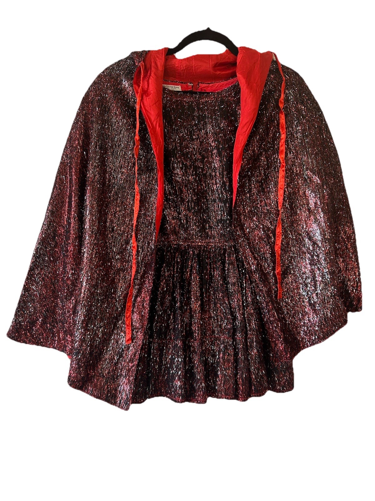 Vintage Williams Costume Metallic Mini Dress Cape Set XS/S Showgirl Burlesque