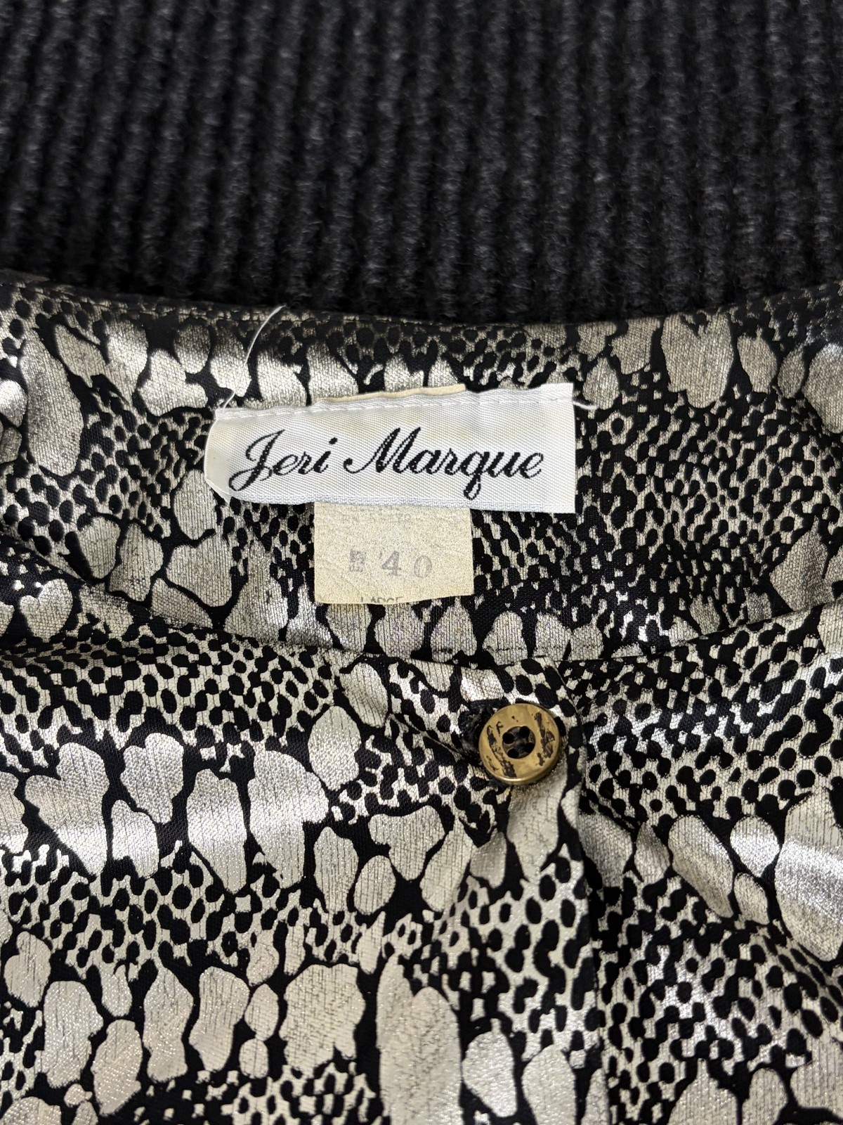 Vtg Jeri Marque Button Up Blouse Womens Sz Lg Abstract Retro