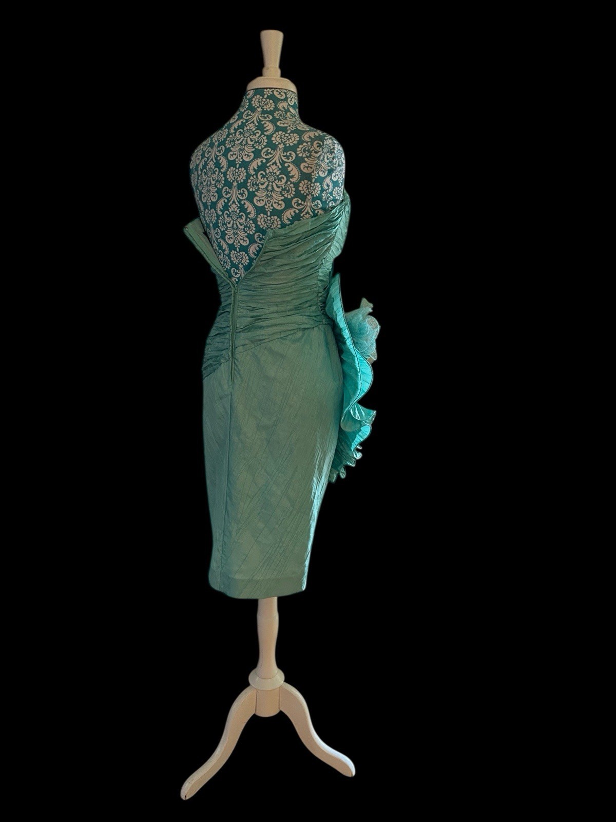Vintage 1990’s Showstopper Coquette Aqua Evening Prom Formal Avant Garde Dress