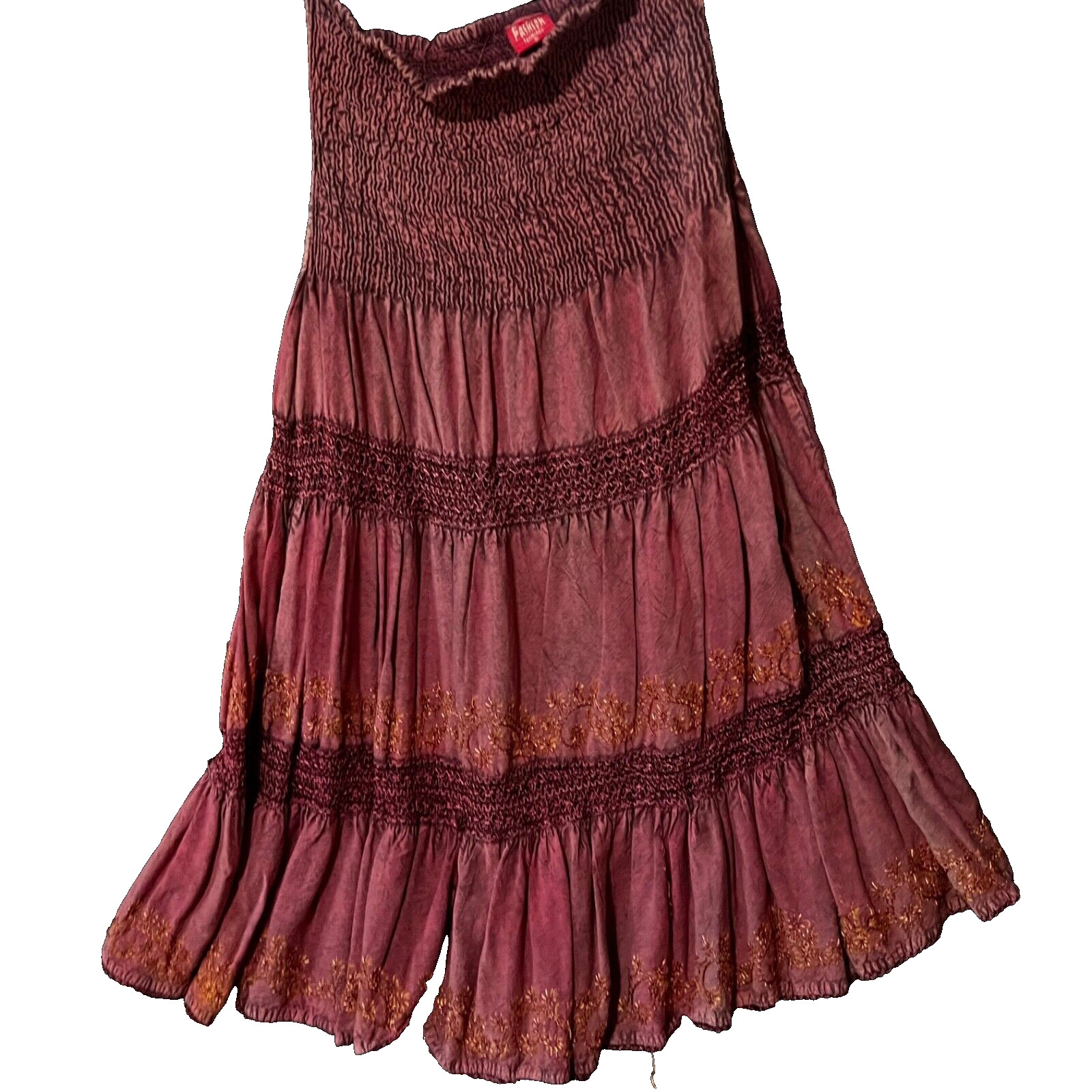 VTG 90’s Skirt Dress Pink ish SZ Small India Crochet Ruffles Boho Hippie Y2K