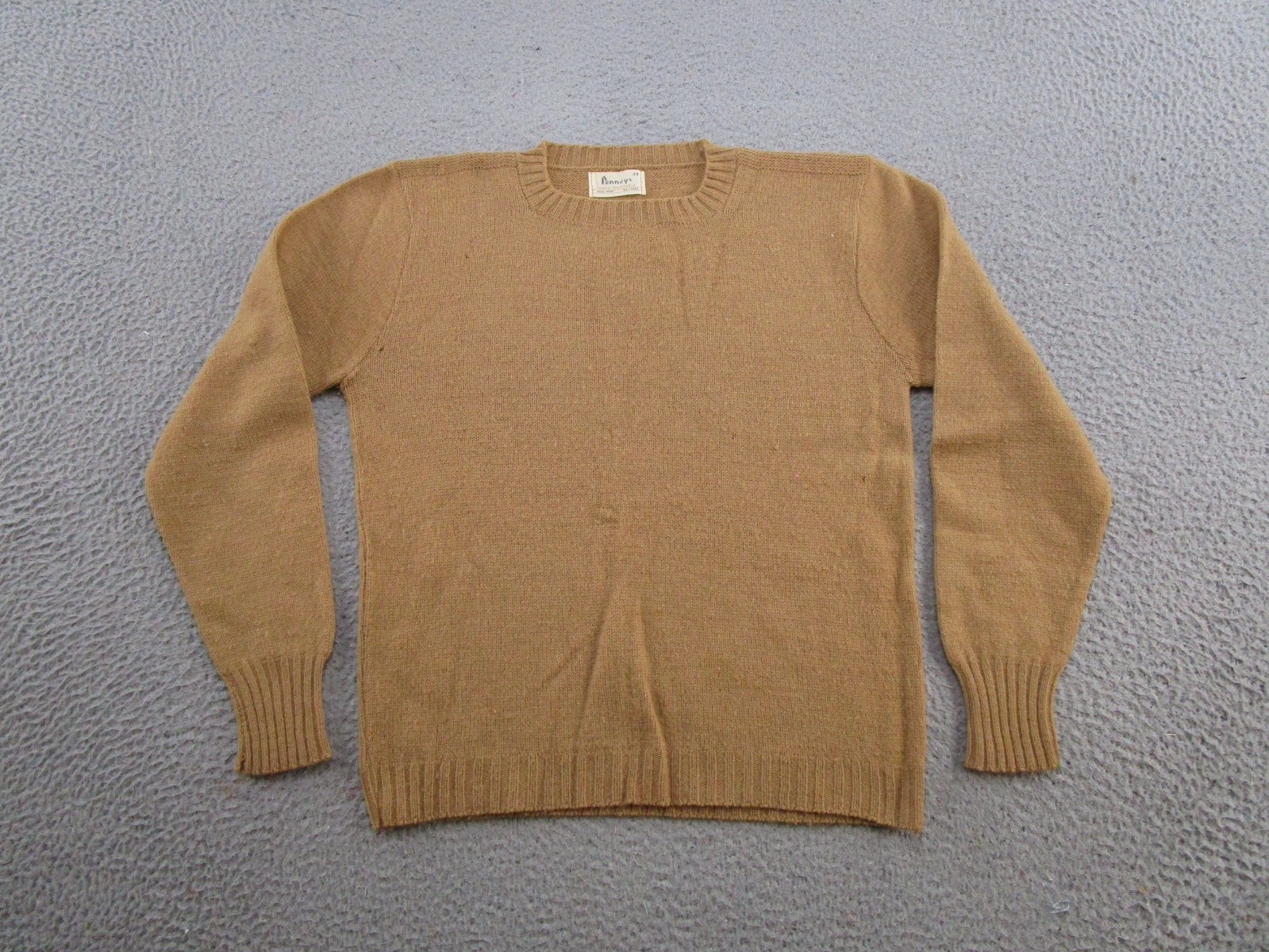 Vintage 70s 80s Penney’s 100% Wool Pullover Sweater Size 38 Brown Preppy Retro