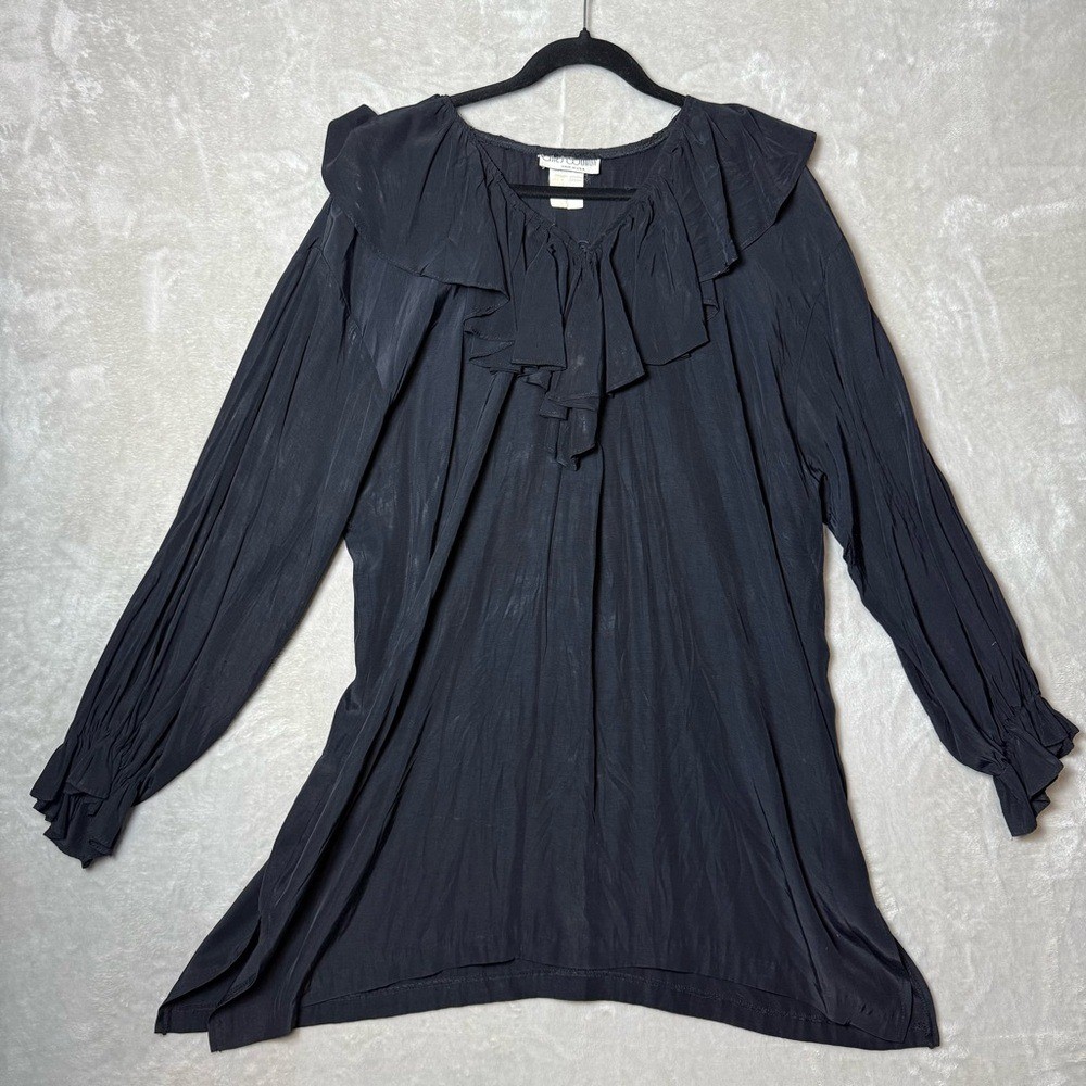 Vintage Romantic Gothic Tunic Mini Dress Aries Woman Black Rayon