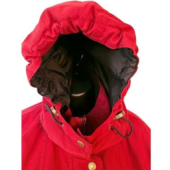 Woolrich Vintage Red Hooded Parka Jacket Women XL Ski Snowboard Cabincore Coat