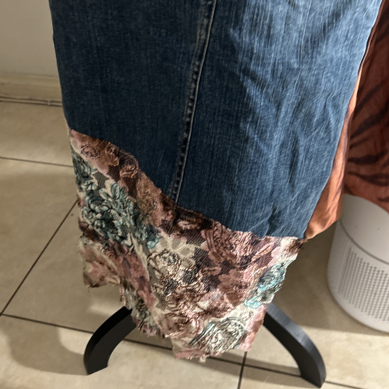 Alberto Makali 80s Vintage Embellished Designer Denim Jean Skirt Sz 8 RARE